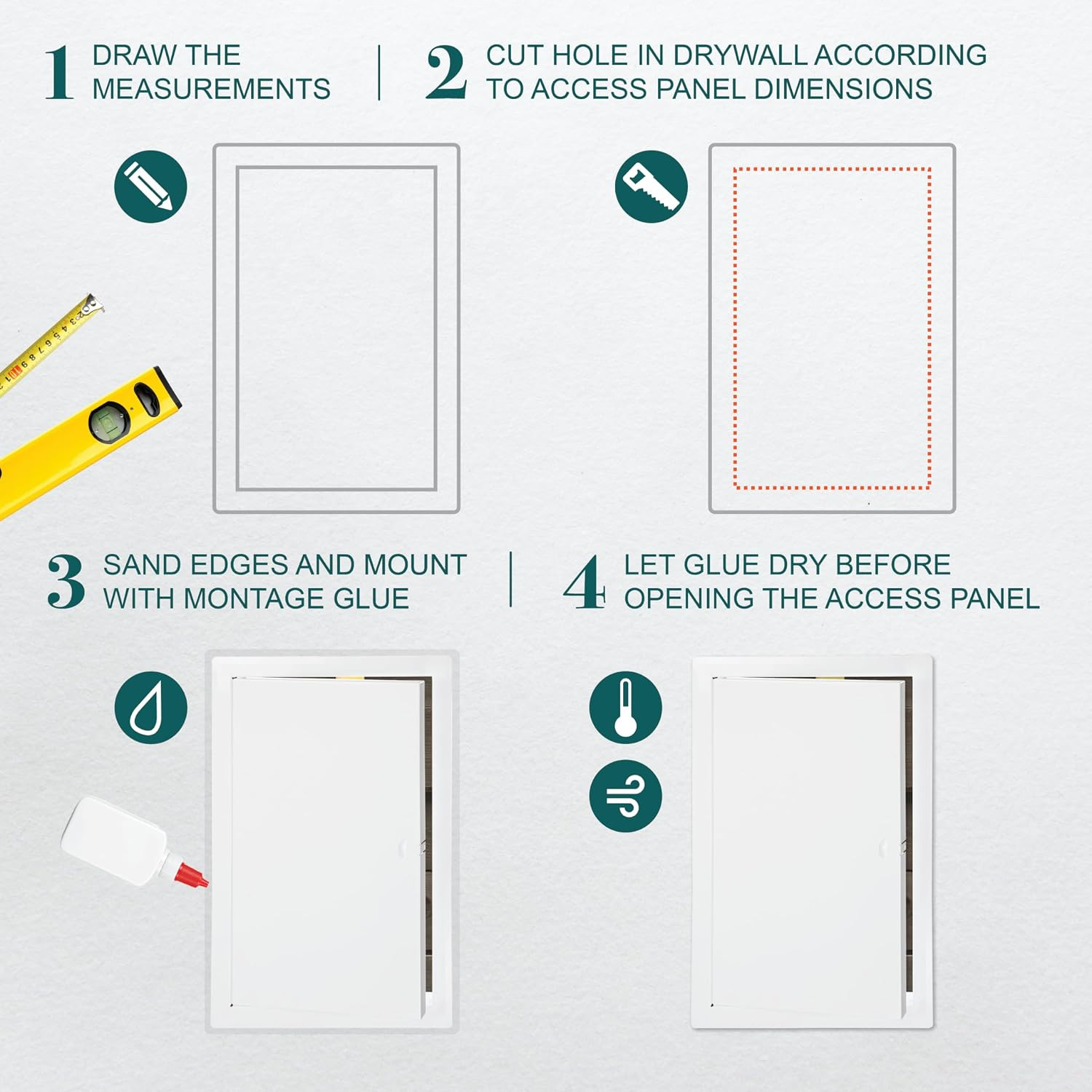 10" x 16" White Metal Access Panel - Wall Access Panel for Drywall - Hidden Wire
