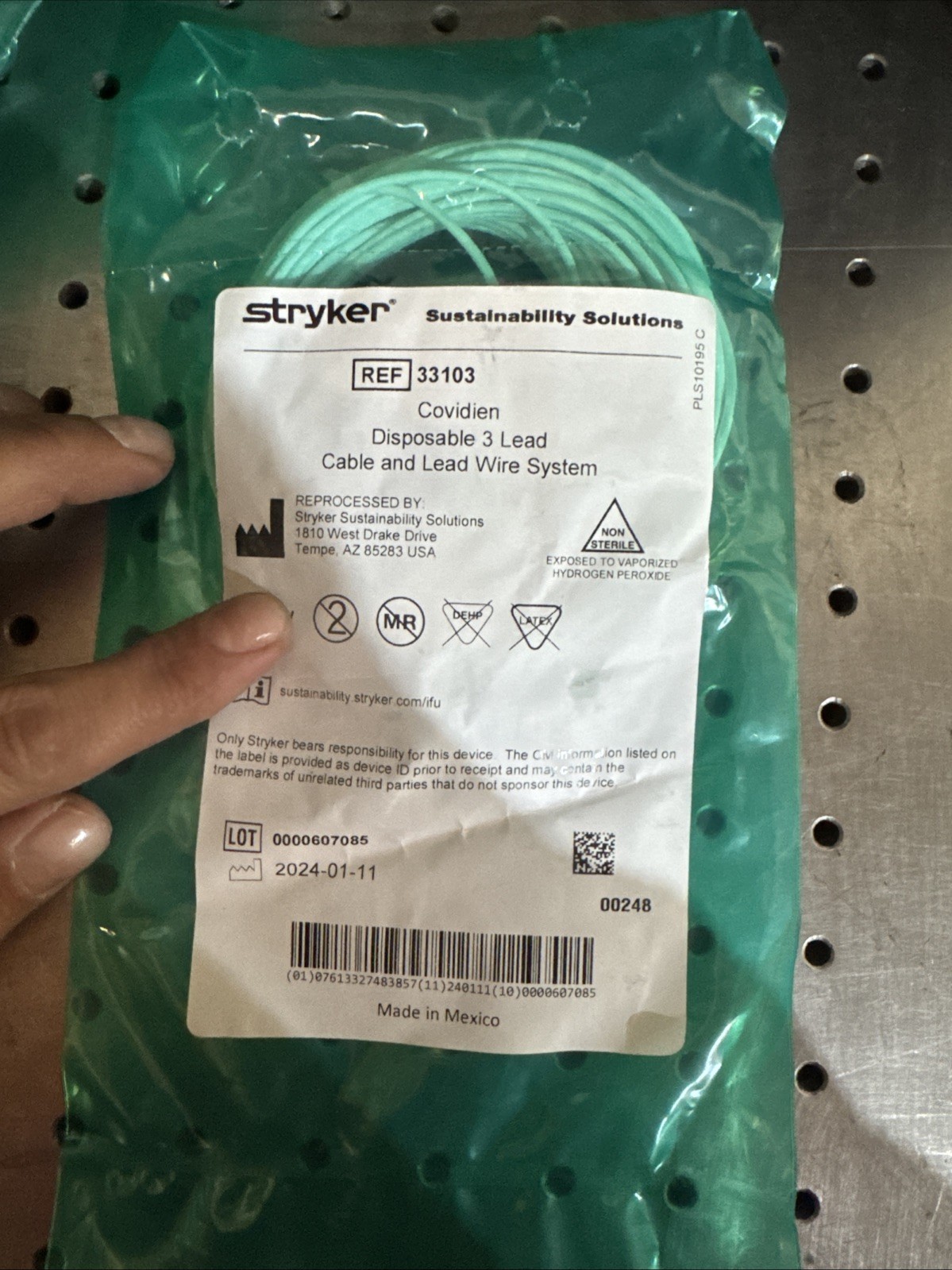 Stryker Covidien Disposable 3 Lead Cable and Lead Wire System 33103 *