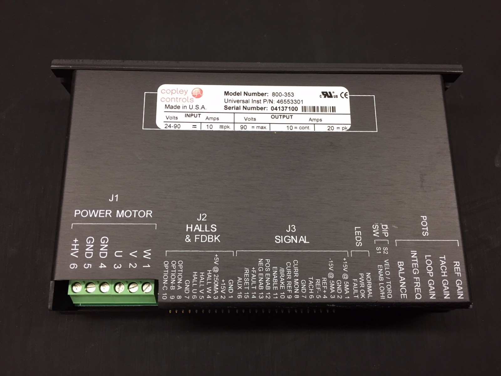 Universal Instruments 46553301 Brushless Servo Amp Copley Controls 800-353