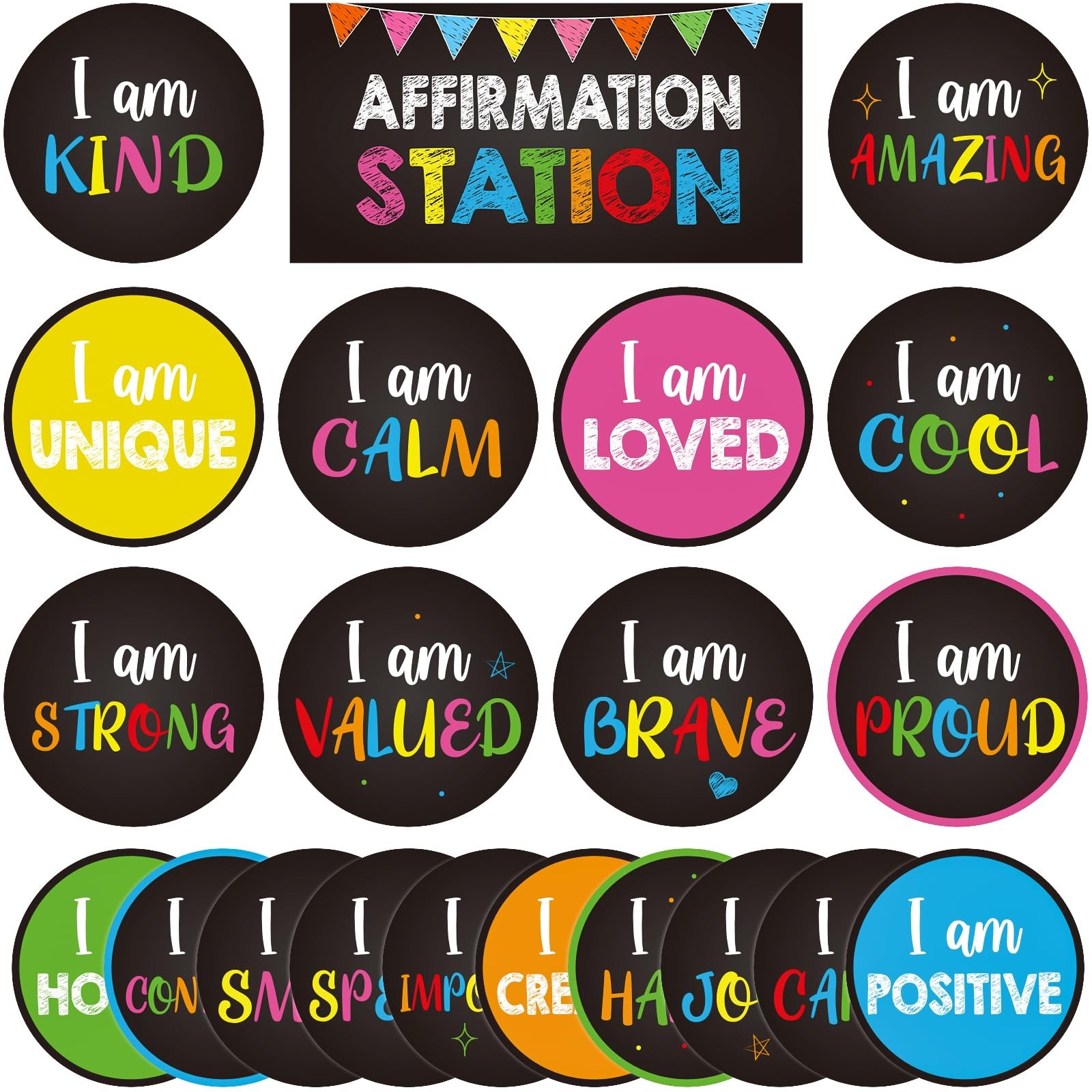 Affirmation Station Bulletin Board Decor Set, Inspirational Motivational Back...