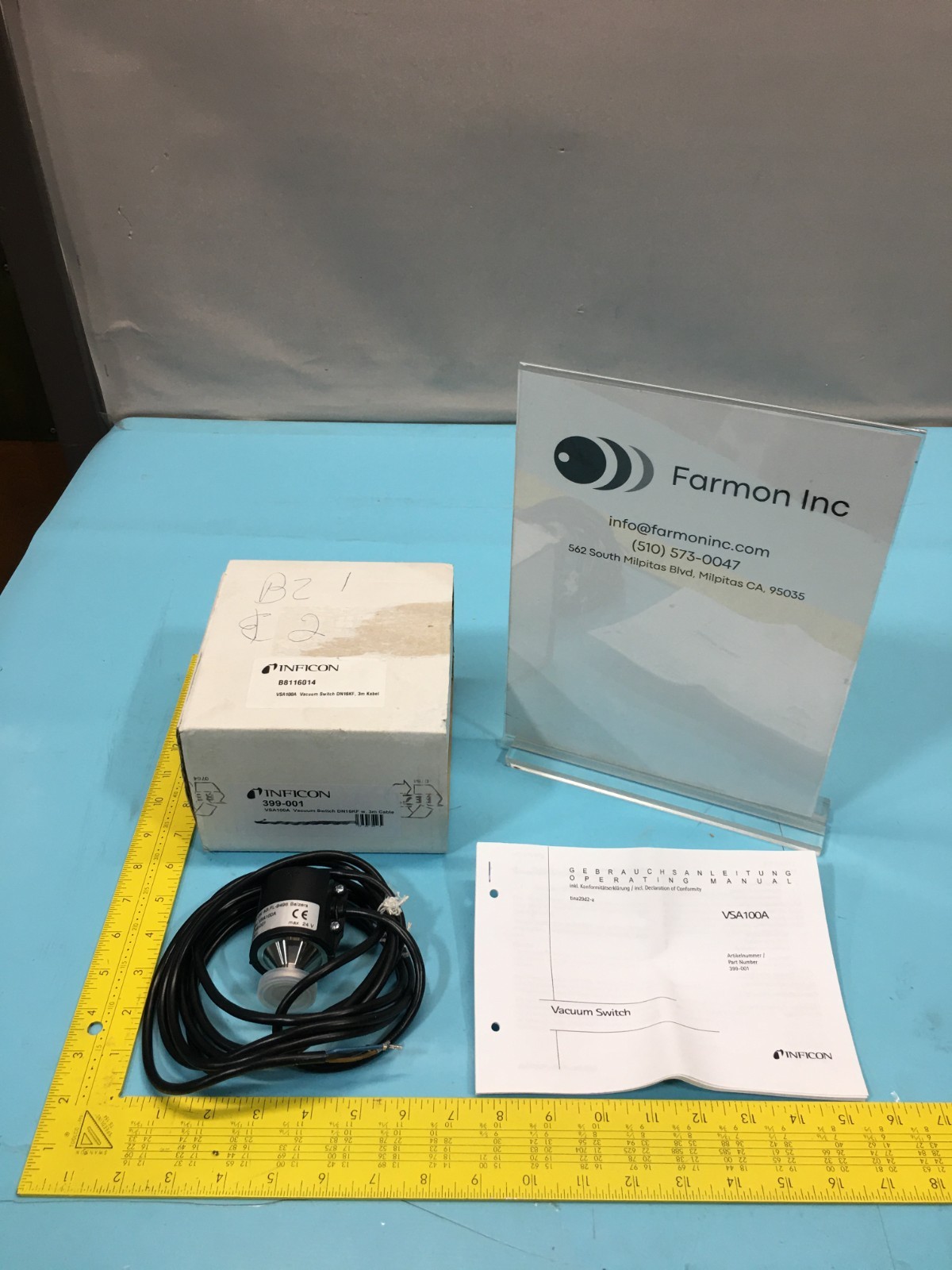 Inficon VSA100A Vacuum Switch w/ 3m Cable, 399-001, 329308