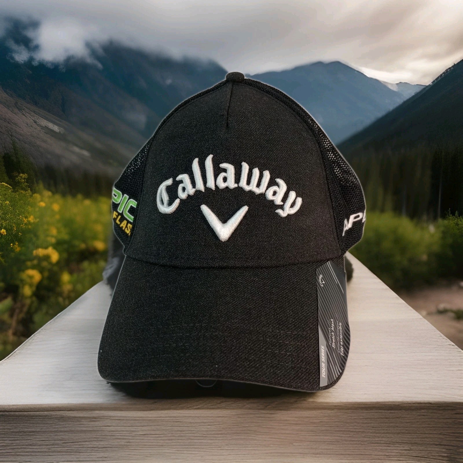 Callaway Odyssey Golf Mesh A-Flex Snapback Golf Black Hat Cap - Apex NWT 🔥