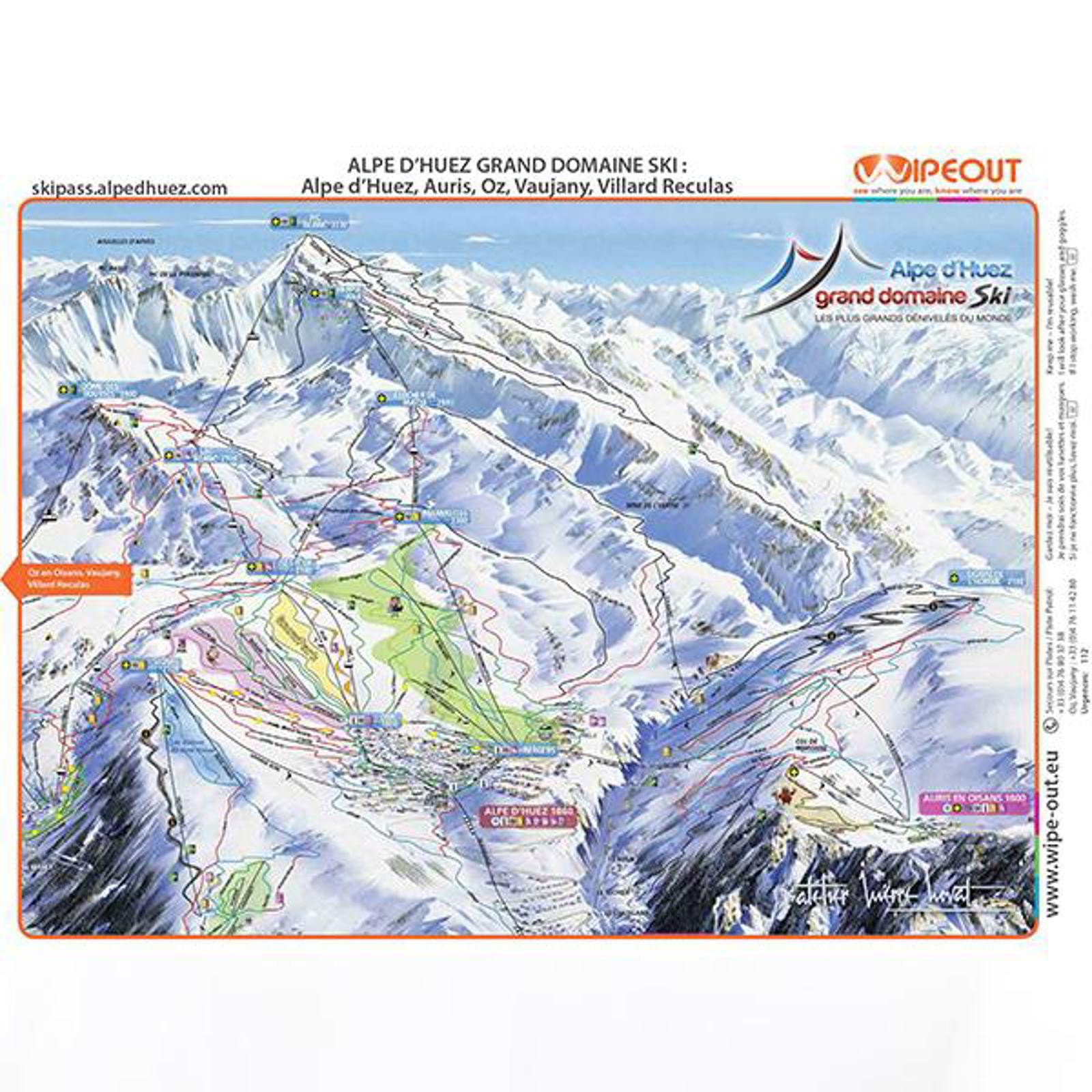 Wipeout Alpe D'Huez Piste Map Microfibre Goggle Cloth and Resort Map