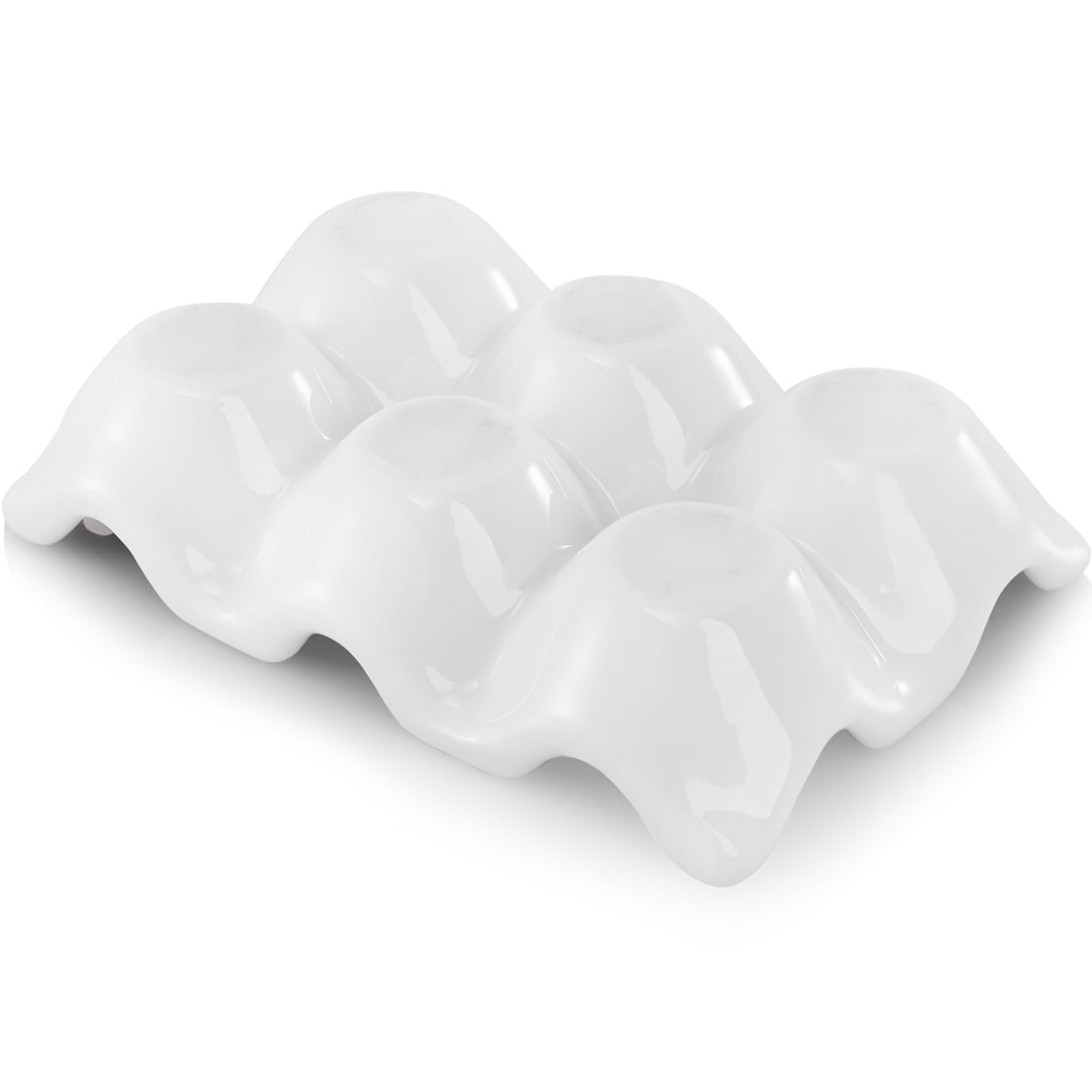 4 Pack Porcelain Egg Container, Ceramic Eggs Keeper Storage Organizer for Dis...