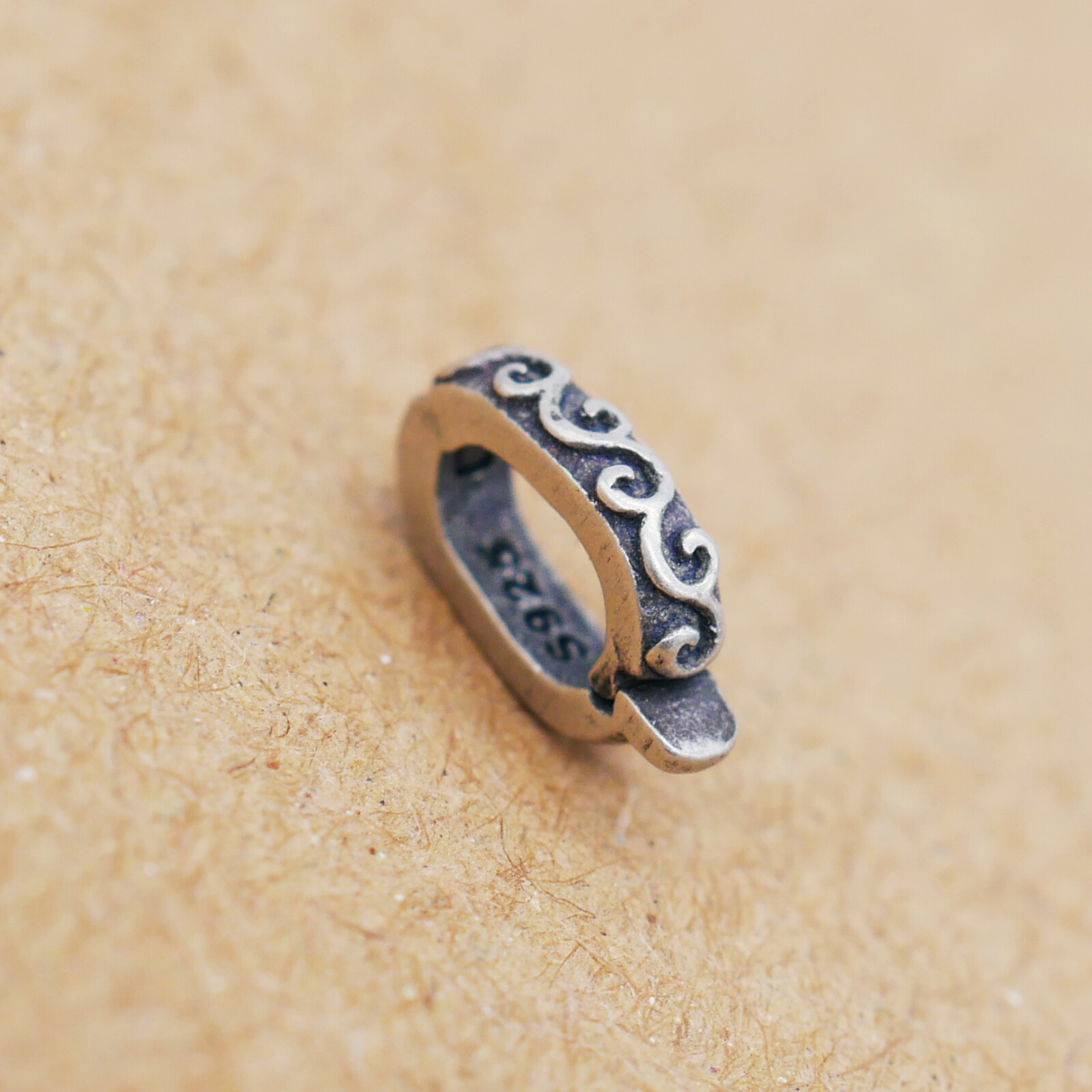 TINY Sterling Silver 925 Link Lock Oval Jump Ring Charm Pendant Connector A5159