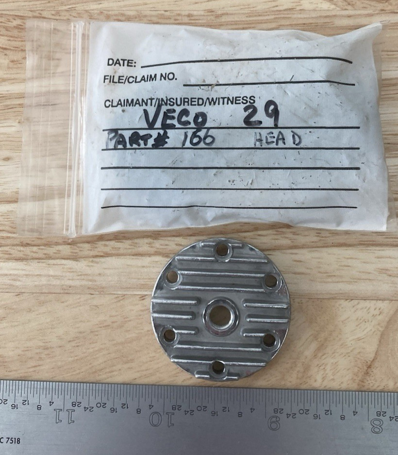 NEW Veco 29 Gas/Nitro Model Airplane Engine Aluminum Cylinder Head NOS