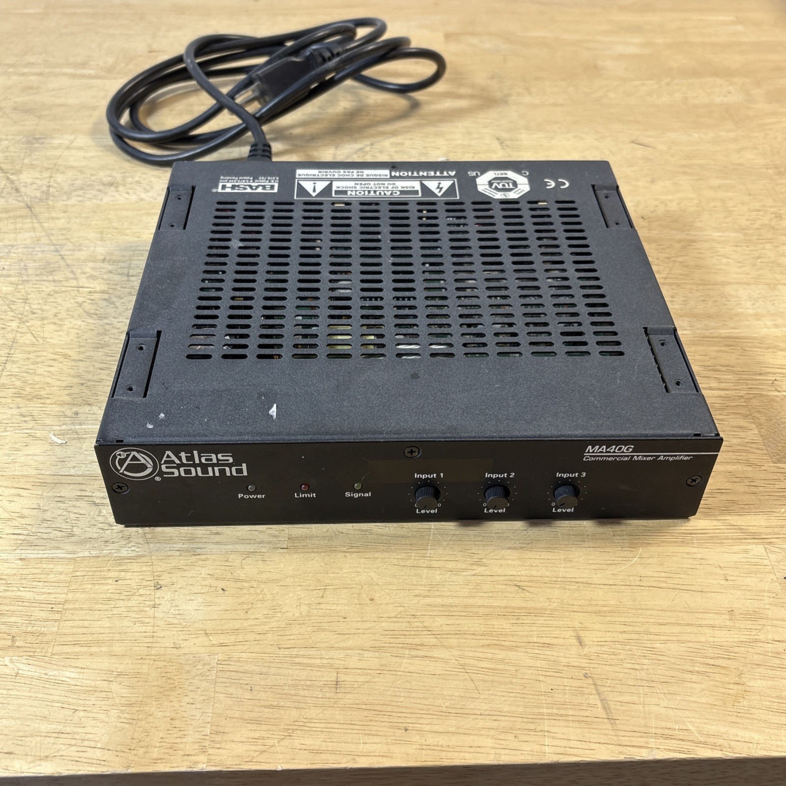 ATLAS SOUND MA40G COMMERCIAL MIXER AMPLIFIER WITH POWER CORD