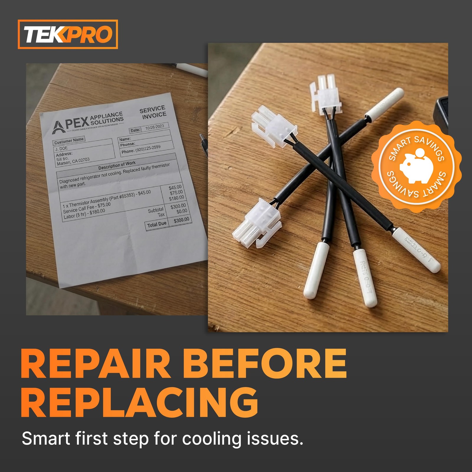 WPW10384183 Refrigerator Thermistor Temperature Sensor Replacement for...
