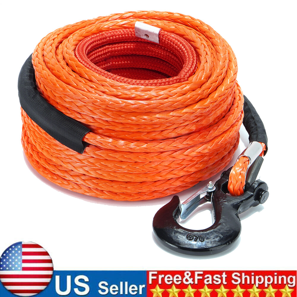 1/2"x100ft 32000lbs Synthetic Winch Rope Winch Line Cable for Truck Protective