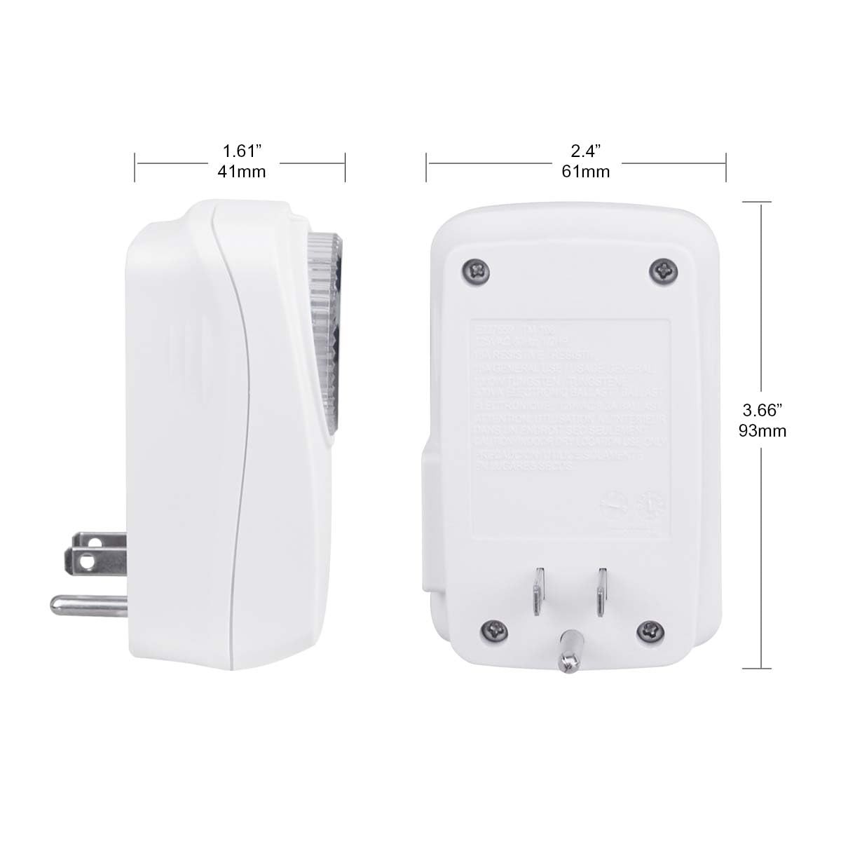 2-Pack 24-Hour Indoor Light Countdown Timer, One Grounded Outlet â€“ Ideal for