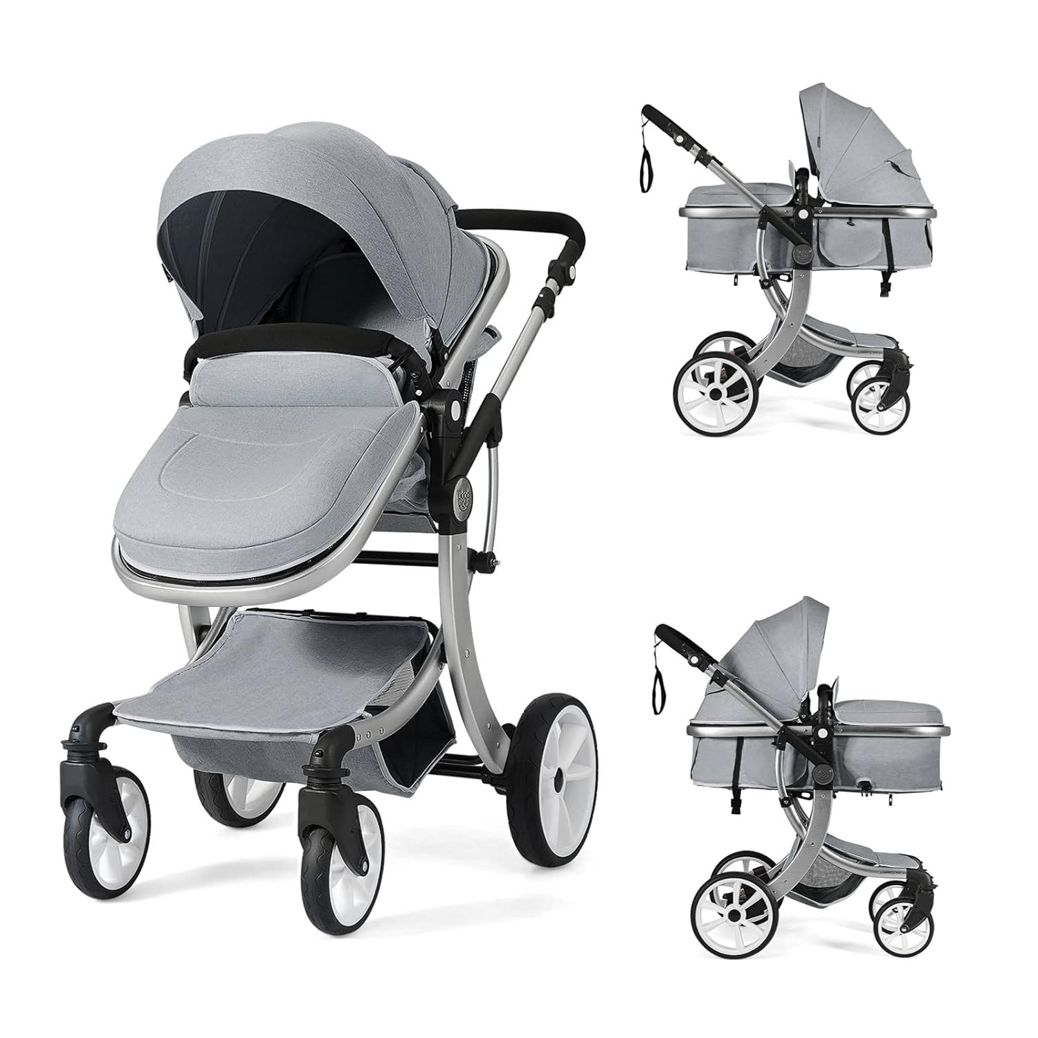Baby Stroller, High Landscape Convertible Infant Bassinet Stroller, Adjustable C