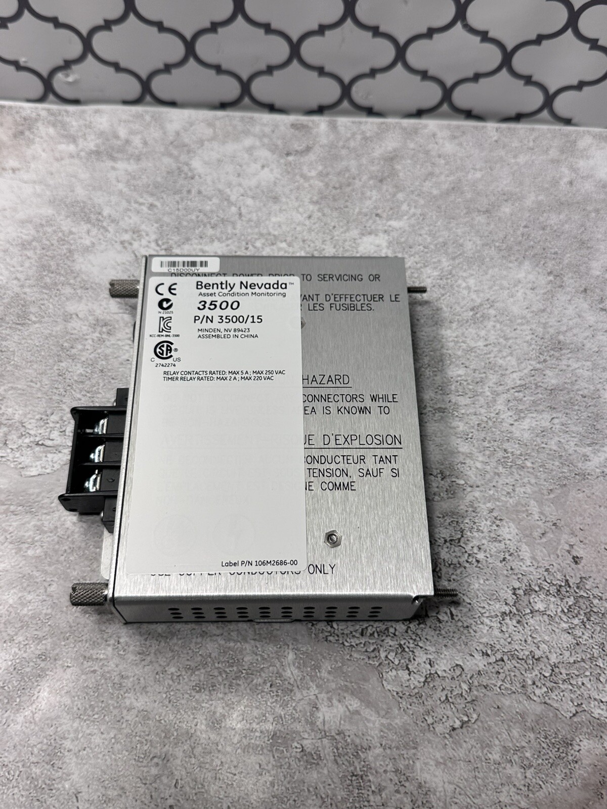 Bently Nevada Power Supply I/O Module 3500/15 Low Voltage P/N 125840-02