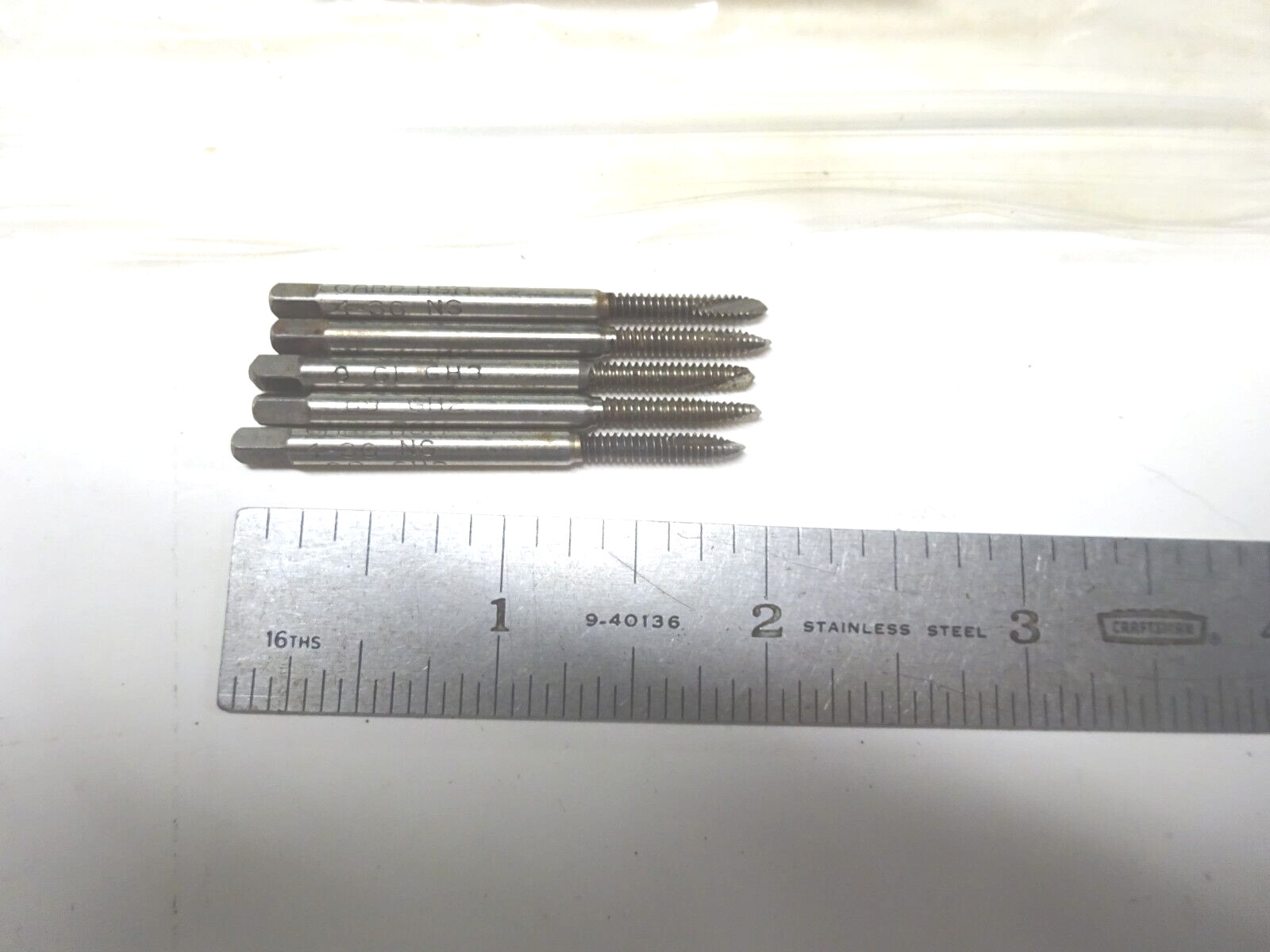 5 -USA MADE CARD 4-36 GH3  2 HSS FLUTLESS TAPS