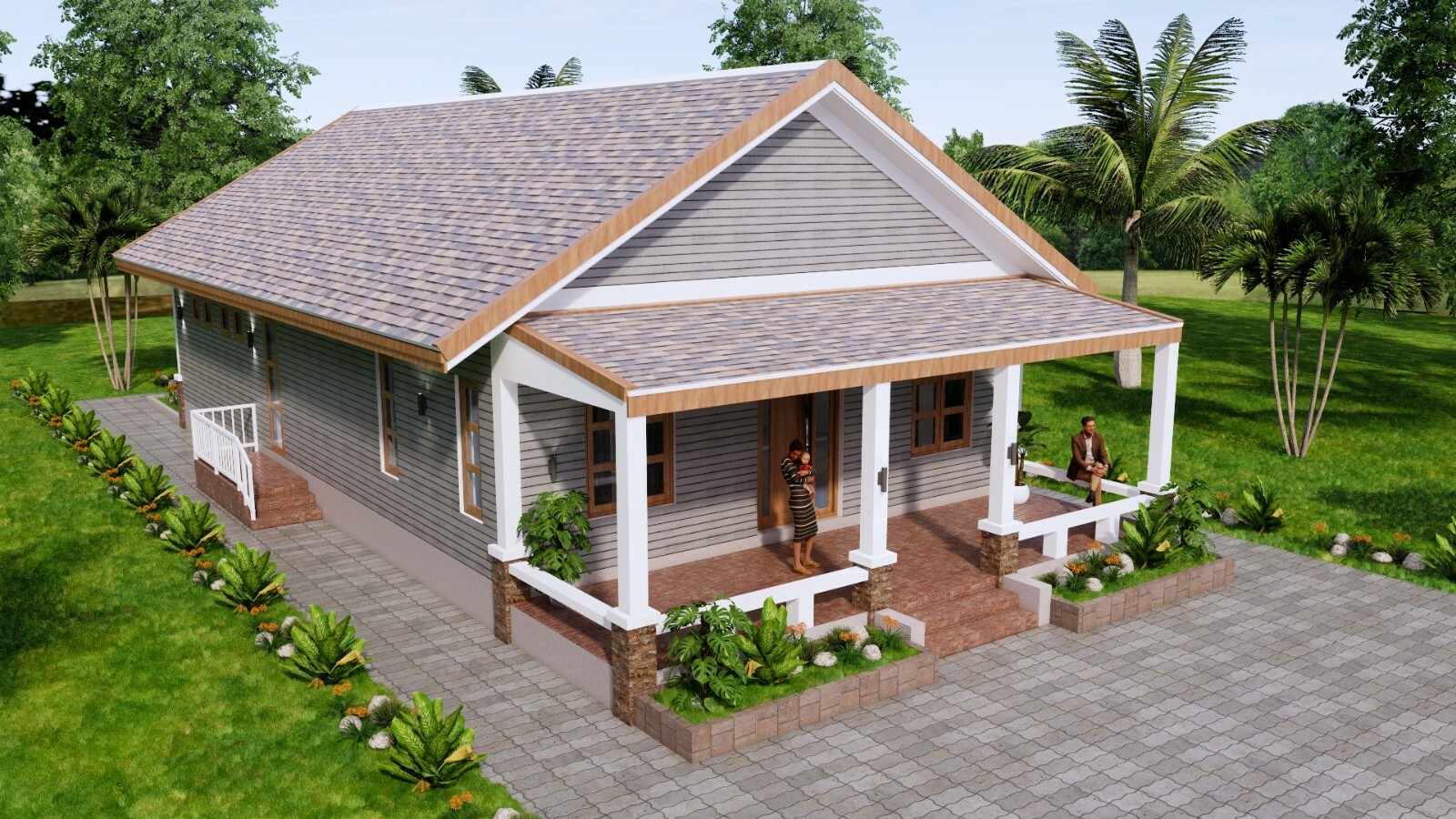 Simple House Plan 26x62 Feet 8x19 Meter 2 Beds 2 Baths Gable (A4 Hard Copy)