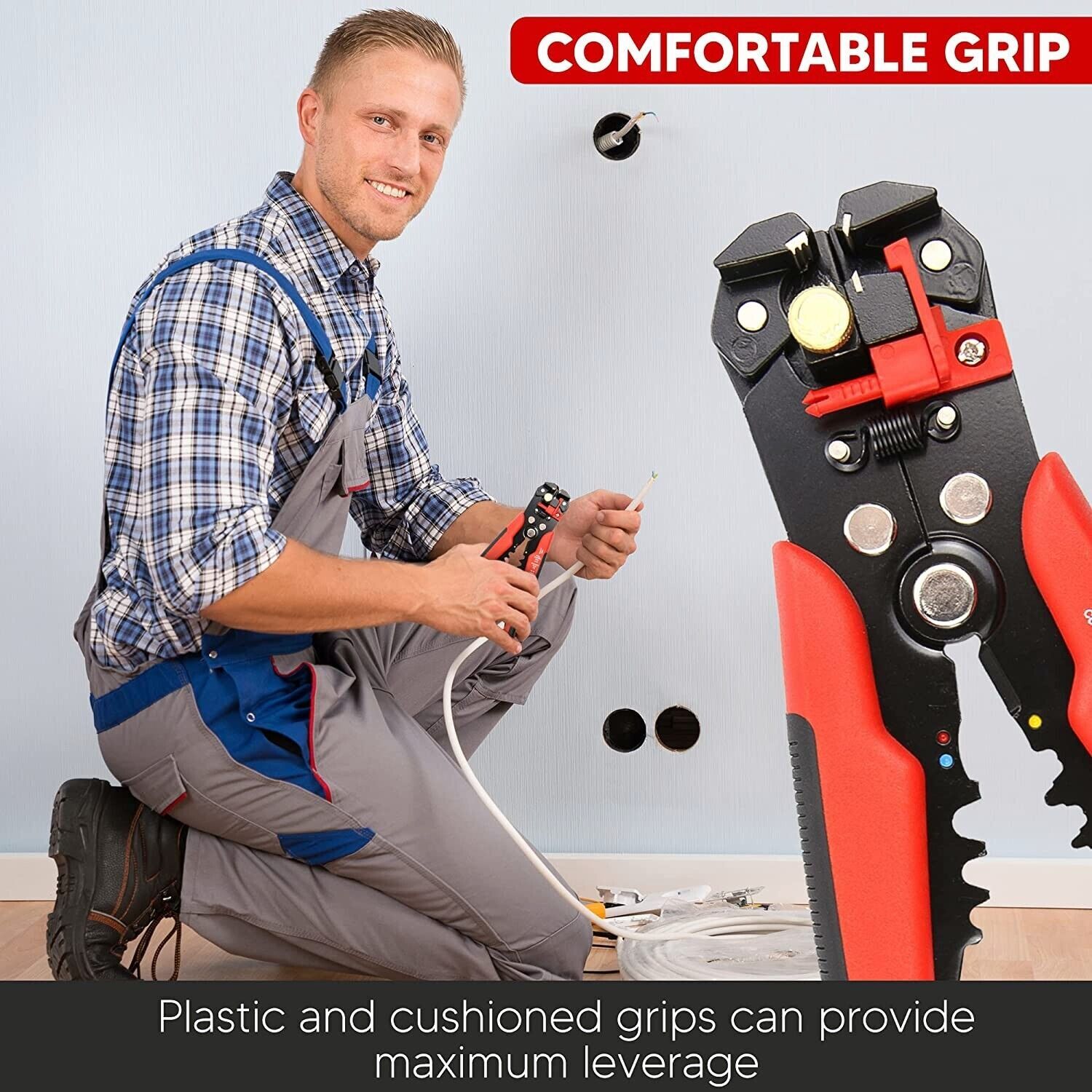 Wire Stripping Tool, Self-adjusting 8-Inch Automatic Wire Stripper/Cutting Plier