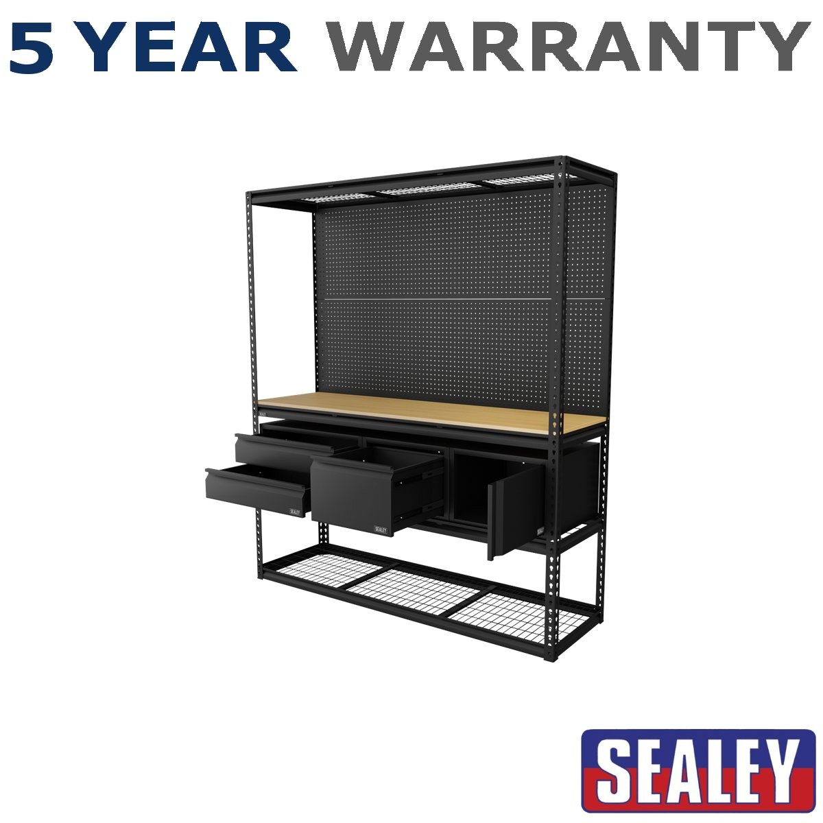 Sealey Heavy-Duty Modular Workbench & Racking Kit with 3 Storage Units