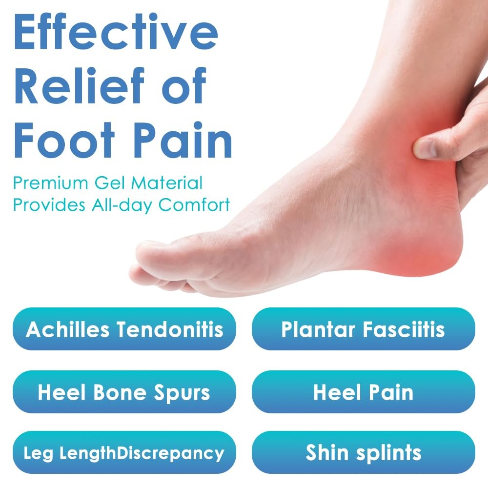 Heel Cushions for Achilles Tendonitis Relief, Heel Cups for Heel Pain and Pla...