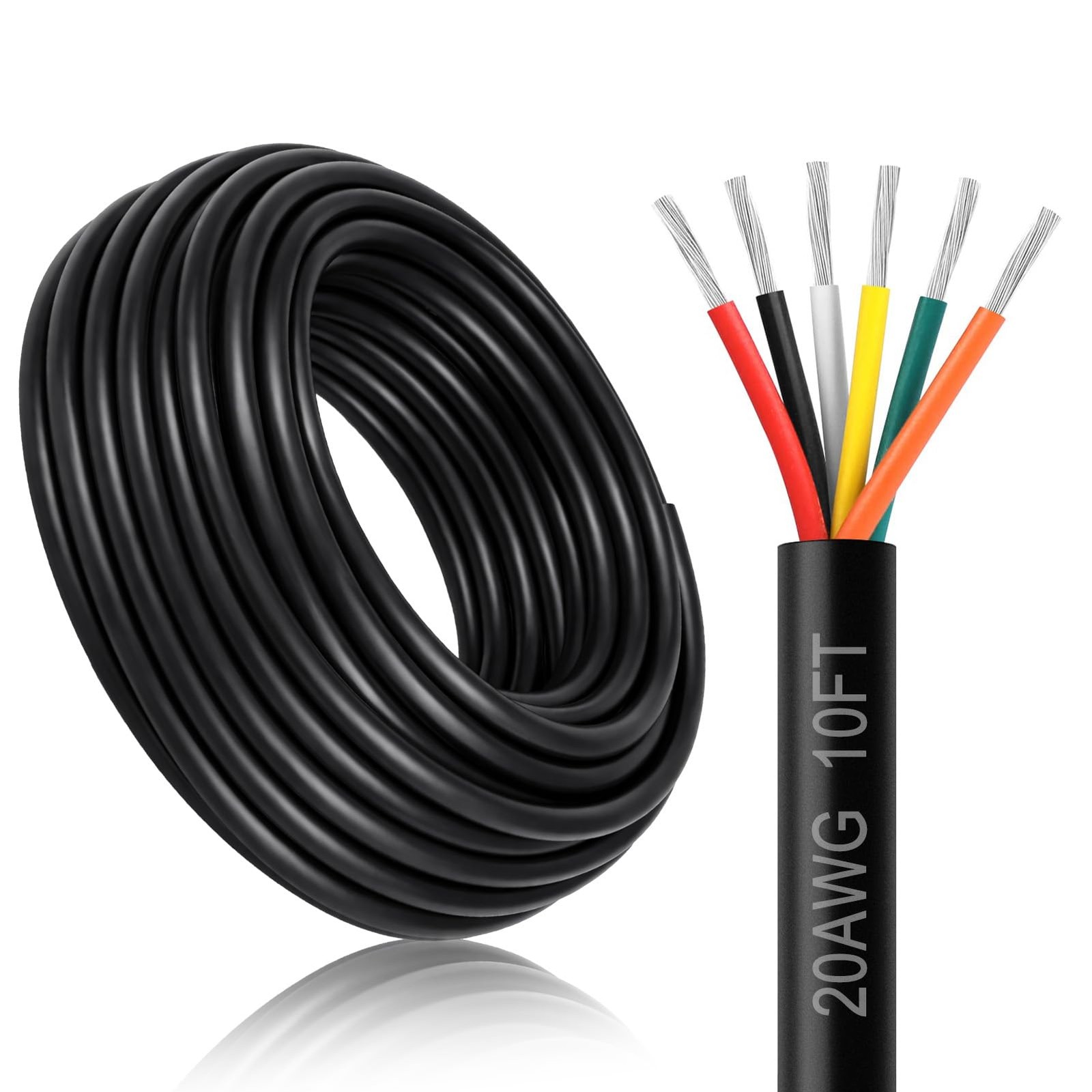 DEKIEVALE 20 Gauge 6 Conductor Electrical Wire, 10FT 20AWG 10FT, 20