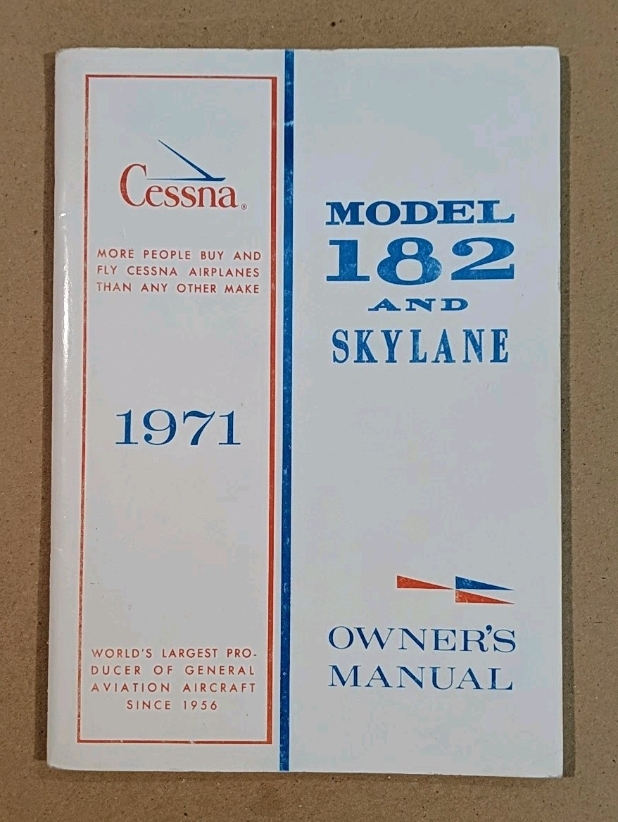 Excellent NOS 1971 Cessna 182 Skylane Owner's Manual 182N D855-13 Printed 8-71