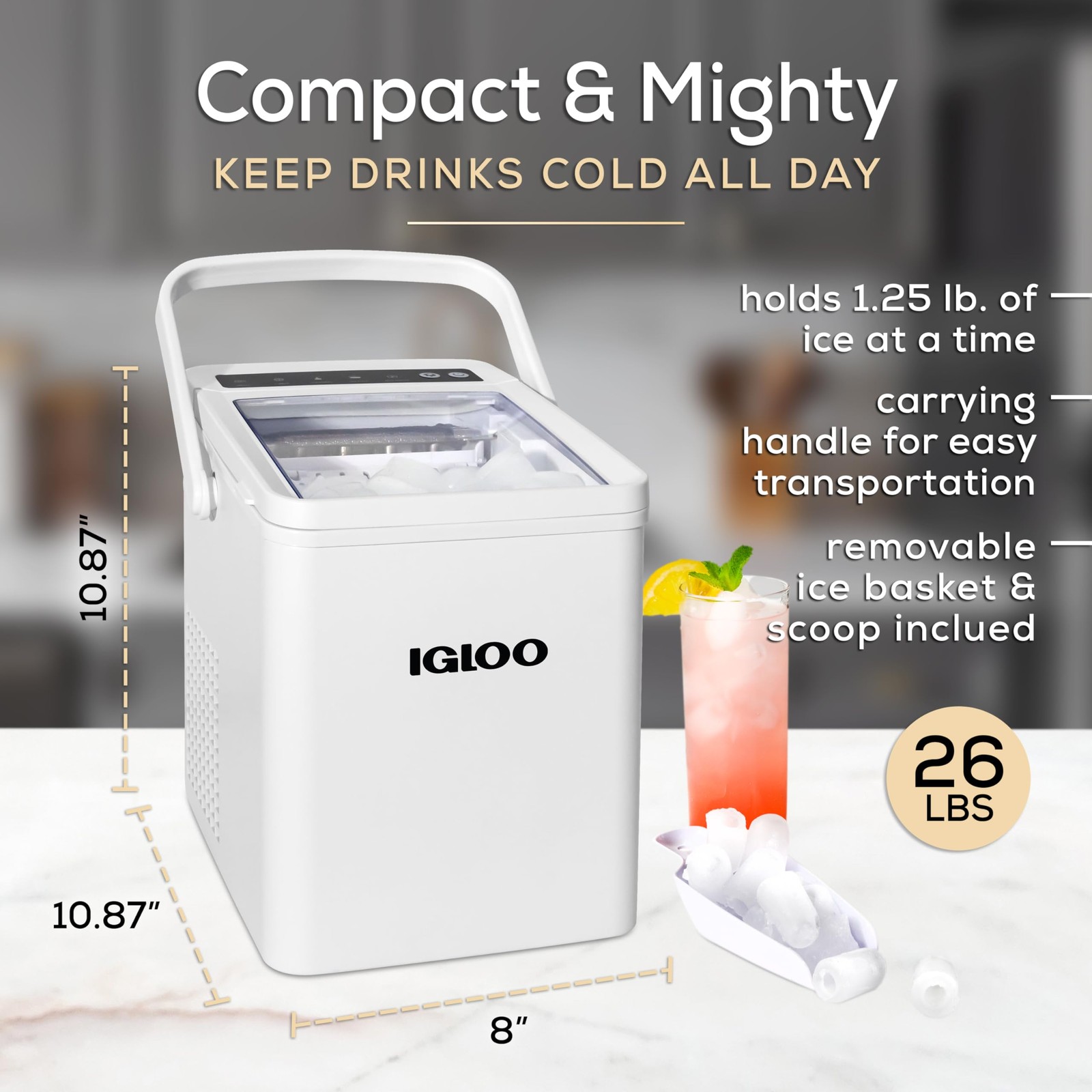 Automatic Self-Cleaning Portable Electric Countertop Ice Maker Machine With H...