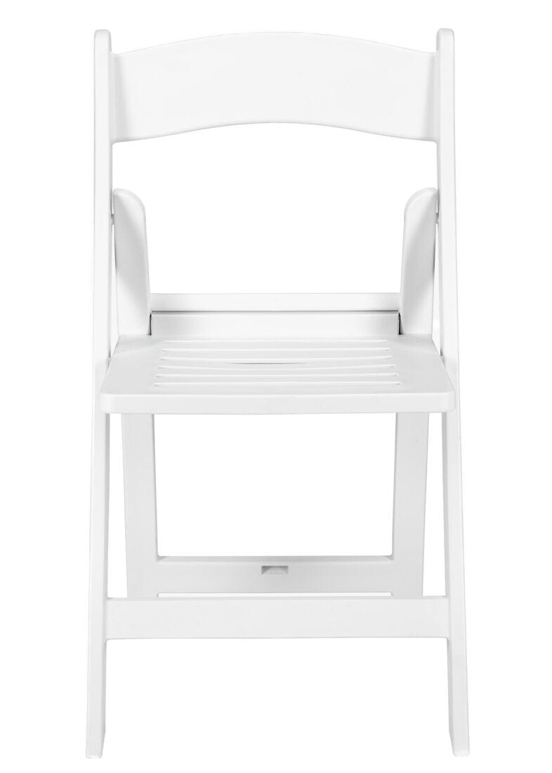 White Resin Folding Chair with Slatted & Padded Seat - 2N1 by Chivari