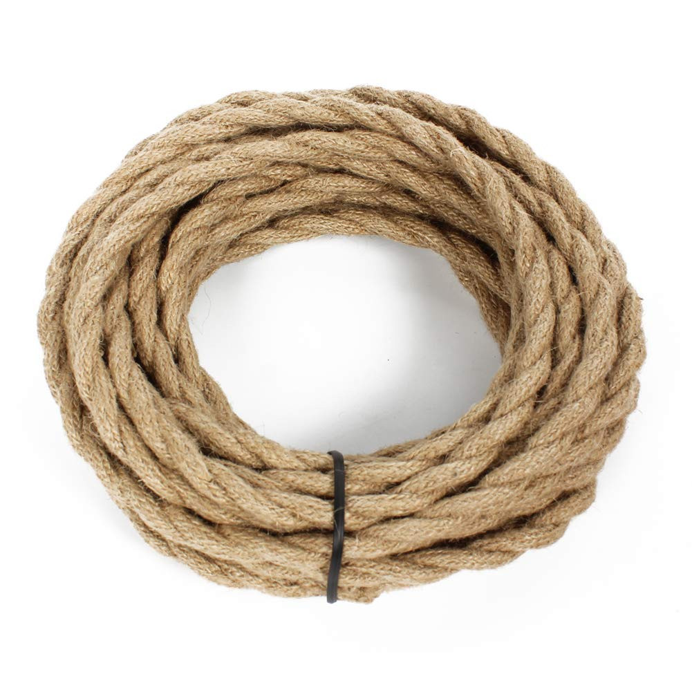 32.8Ft Hemp Rope Covered Lamp Twisted Wire, Vintage 18/2 Industrial Electrical L