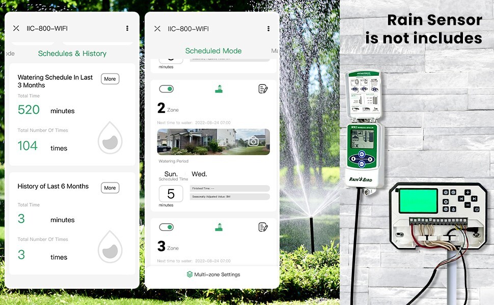Lawn Smart Sprinkler Controller Watering Timer 8 Stations WiFi Irrigation System