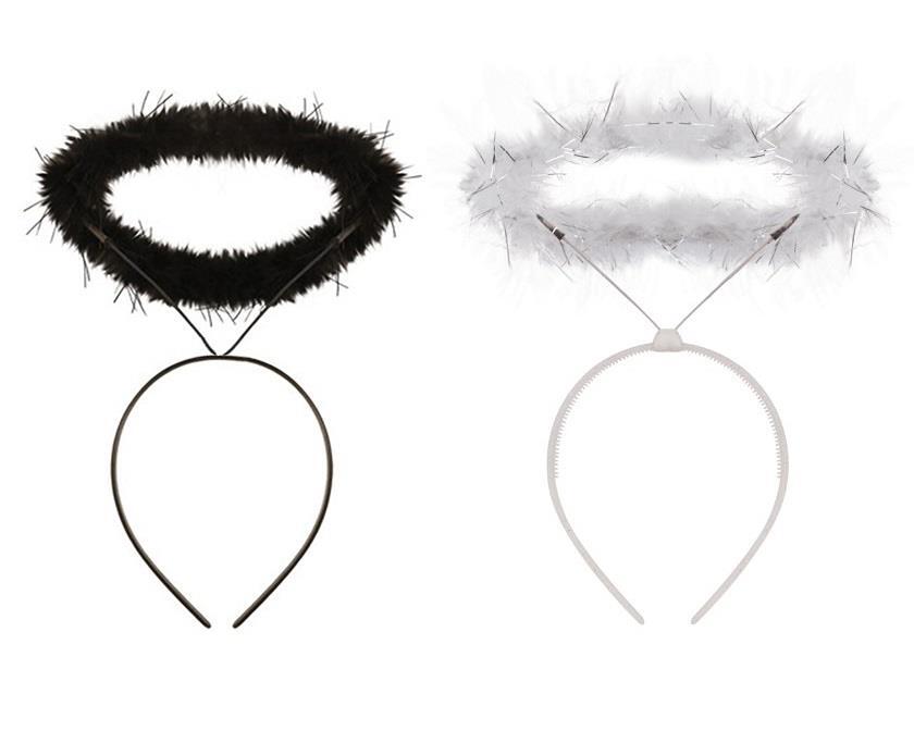 Ladies Halo Angel White Black Xmas Girls Fancy Dress Party Accessory Headband UK