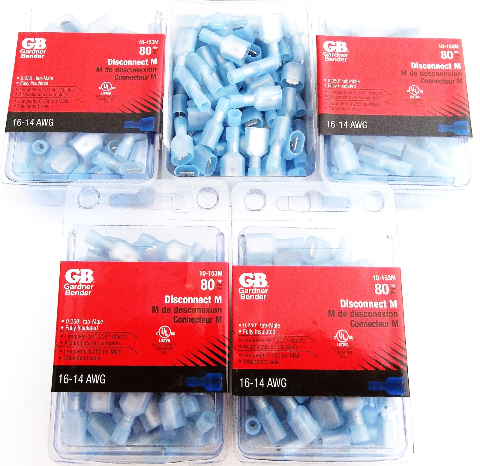 400 GB MALE DISCONNECT WIRE CONNECTORS 16-14 AWG FULLY INSULATED NYLON SPADE