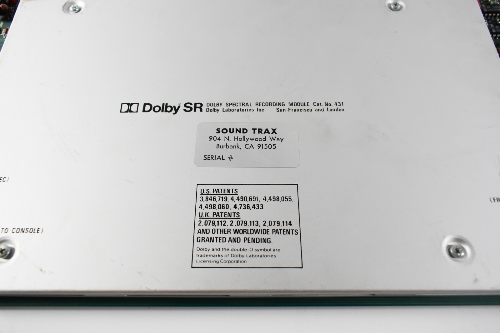 Dolby SR Spectral Recording Module Cat. No. 431 Card