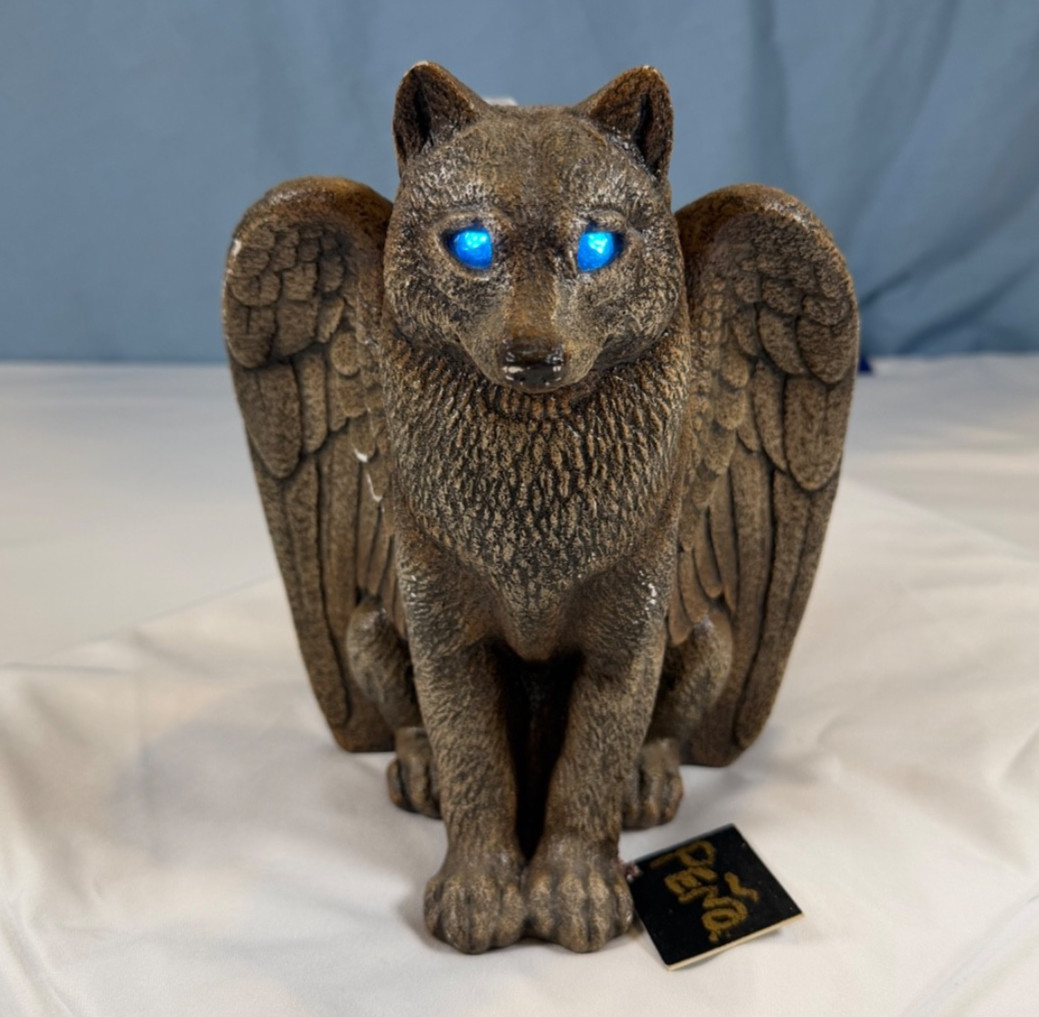 Windstone Editions Winged Spirit Wolf Candle Statue Pena Gargoyle Vintage 2000s