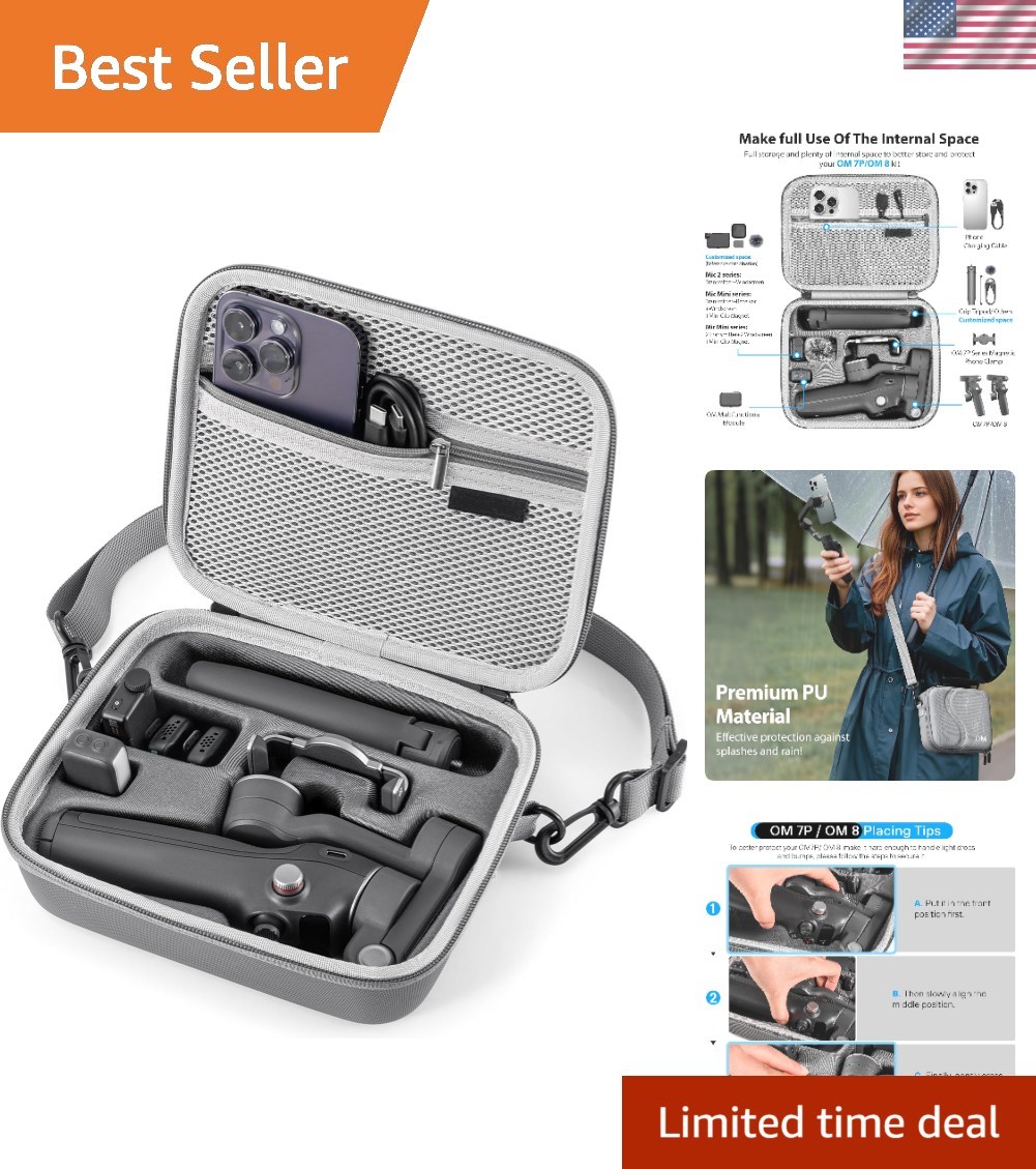 Lightweight & Durable Case for DJI Osmo Mobile 7/8 Gimbal - Large Capacity