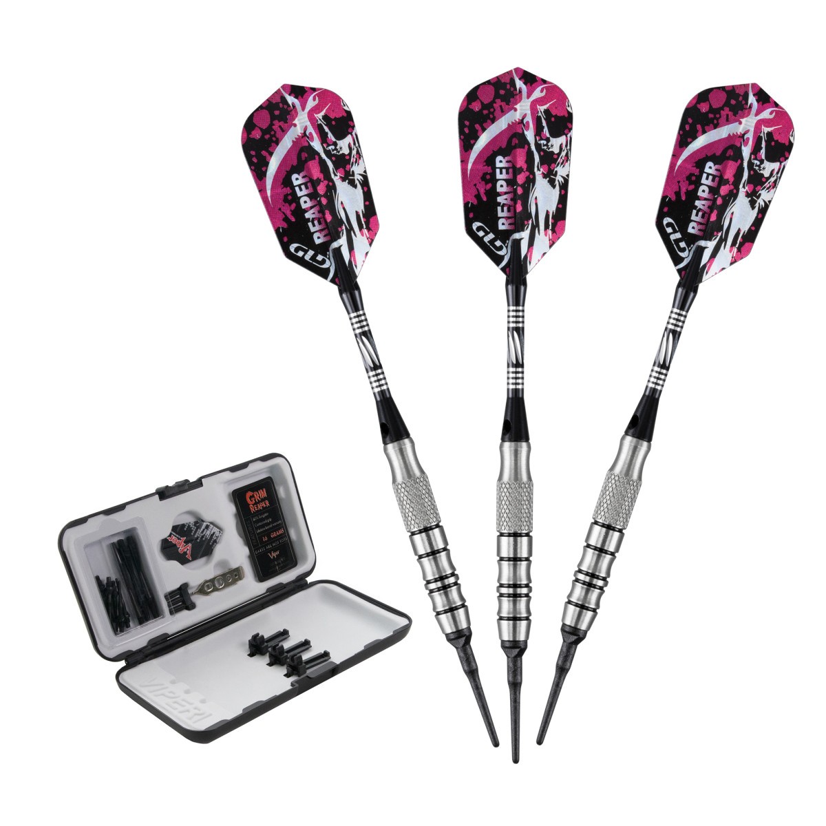 Viper Grim Reaper Tungsten Soft Tip Darts - Grip 3 Style - 16 Grams