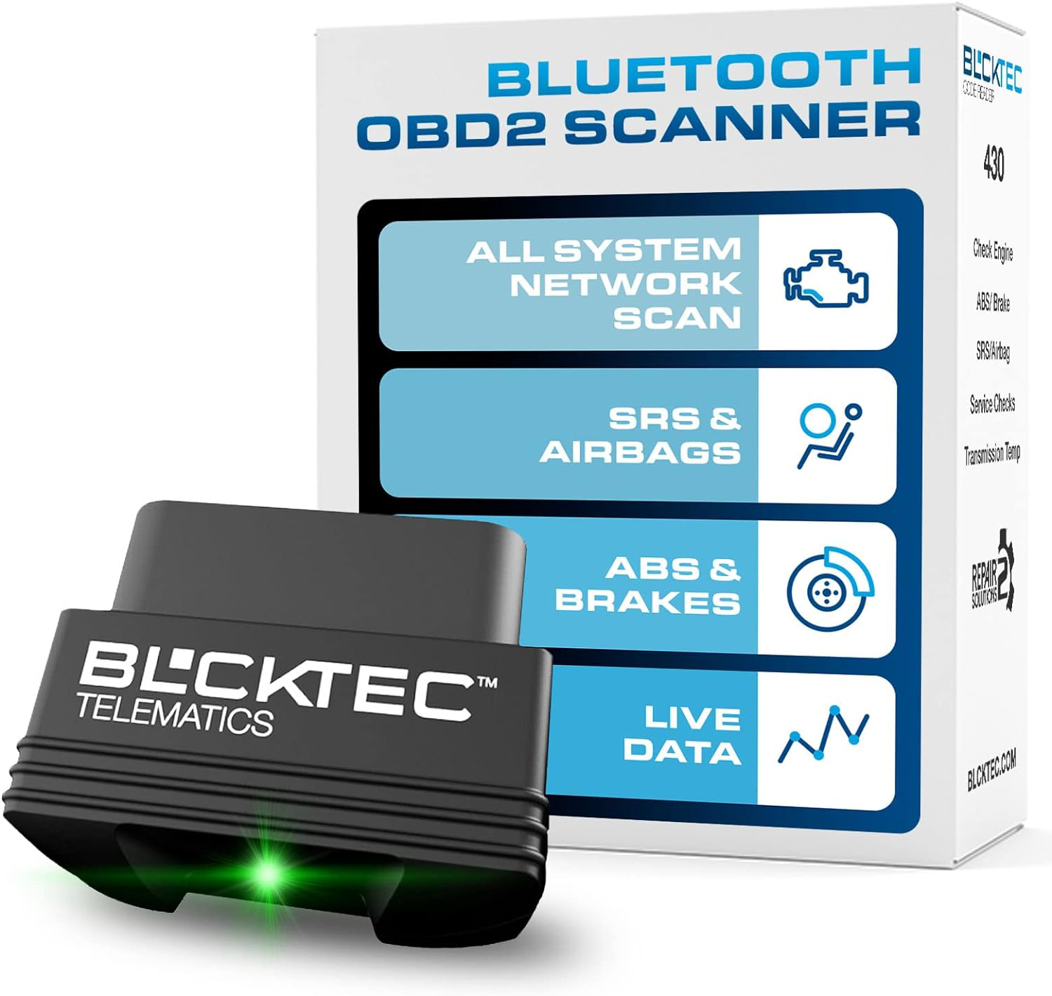 BLCKTEC 430 Bluetooth OBD2 Scanner Diagnostic Tool - Car Code Reader for All - &