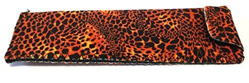 Calabria Cheetah Animal Print Slip-in Soft Eyeglass Case Flip Top Flap Closure