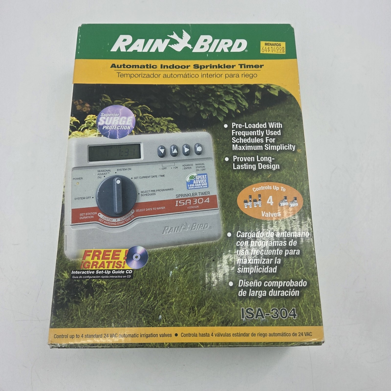 Rain Bird Automatic Indoor Sprinkler Timer ISA304 ISA-304 NEW