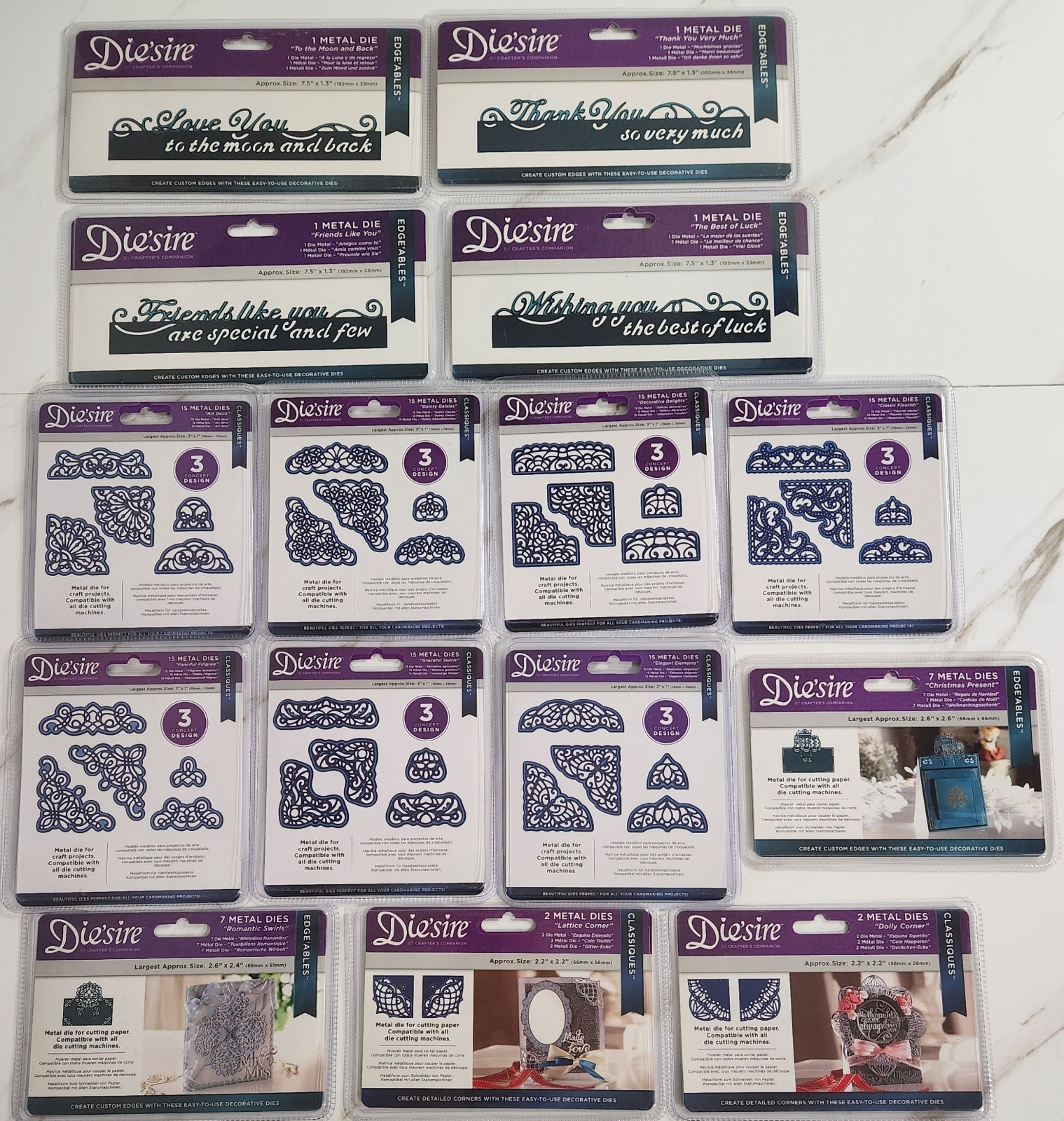 Die'sire Crafters Companion Metal Dies Mixed Lot Of 15 Pcs 127 Total Dies