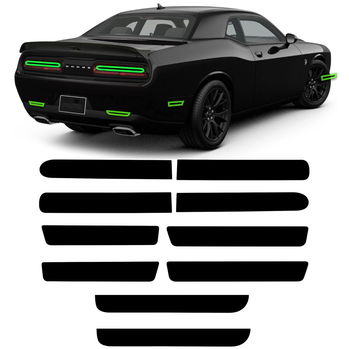 For 2015-24 Dodge Challenger Smoke Tint Out Tail Light Side Markers Decal Vinyl