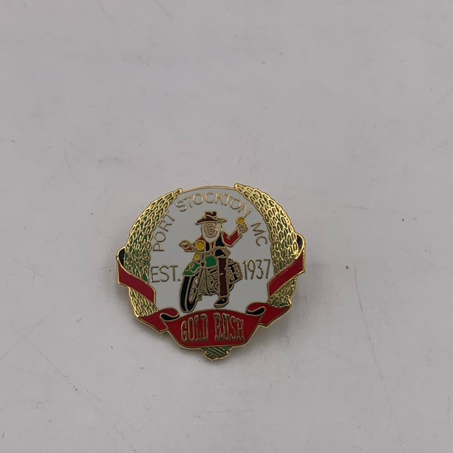 VTG Rare Port Stockton MC Gold Rush Motorcycle Club Riders Pin Harley Badge