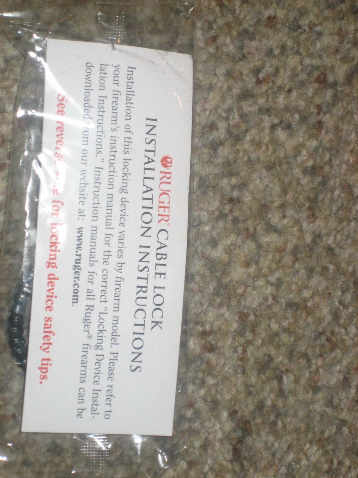 Gun Lock Ruger Firearm Gun Safety Cable Lock Brand New