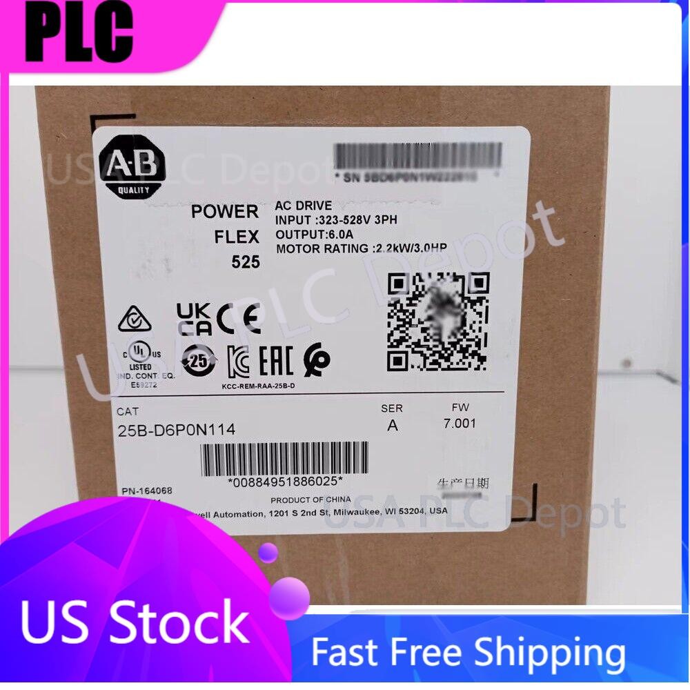 New Factory Sealed AB25B-D6P0N114 PowerFlex 525 AC Drive 25BD6P0N114 USA！