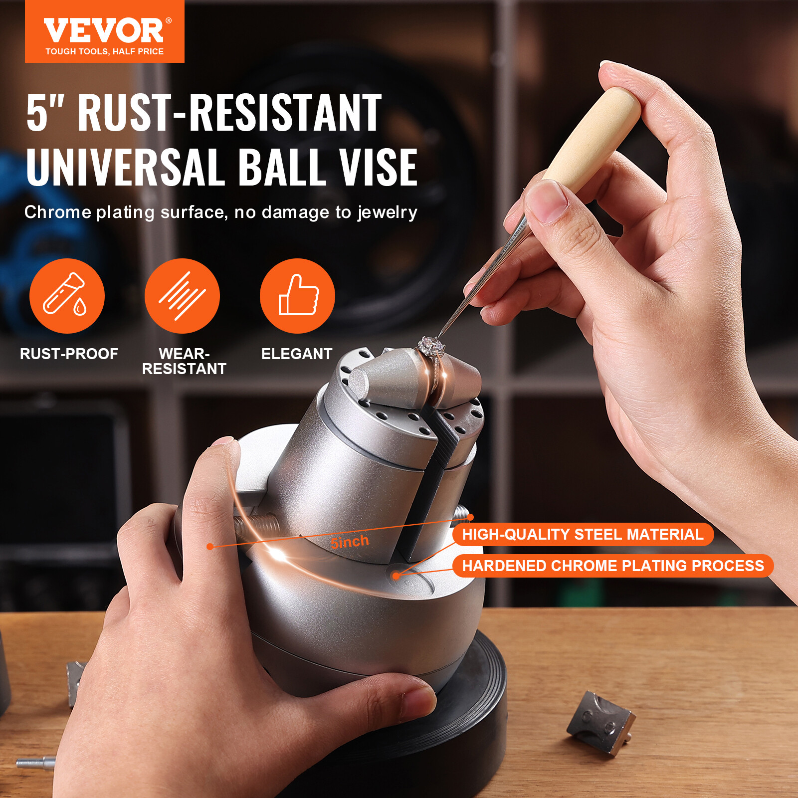 Ball Vise 5" Engraving Setting Tool 360° Rotation Engraving Block Vise