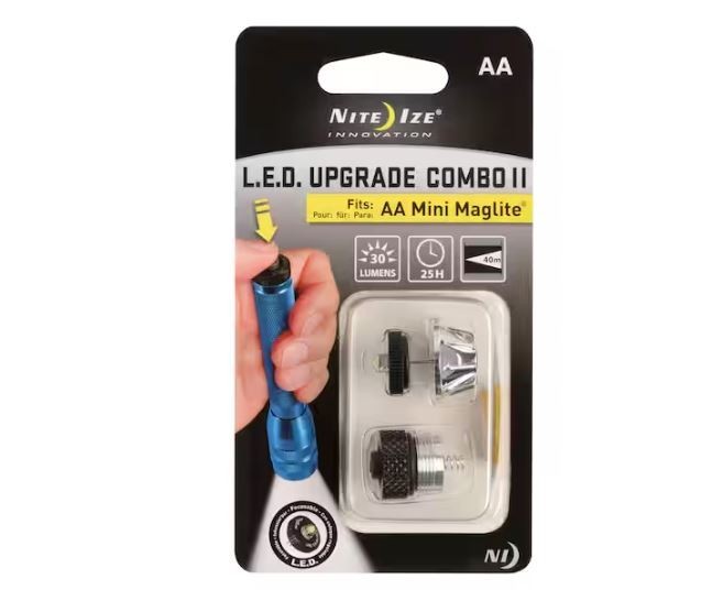 Flashlight Upgrade Kit LED Replaces Bulb, fits AA Mini Maglite, Twist, Button