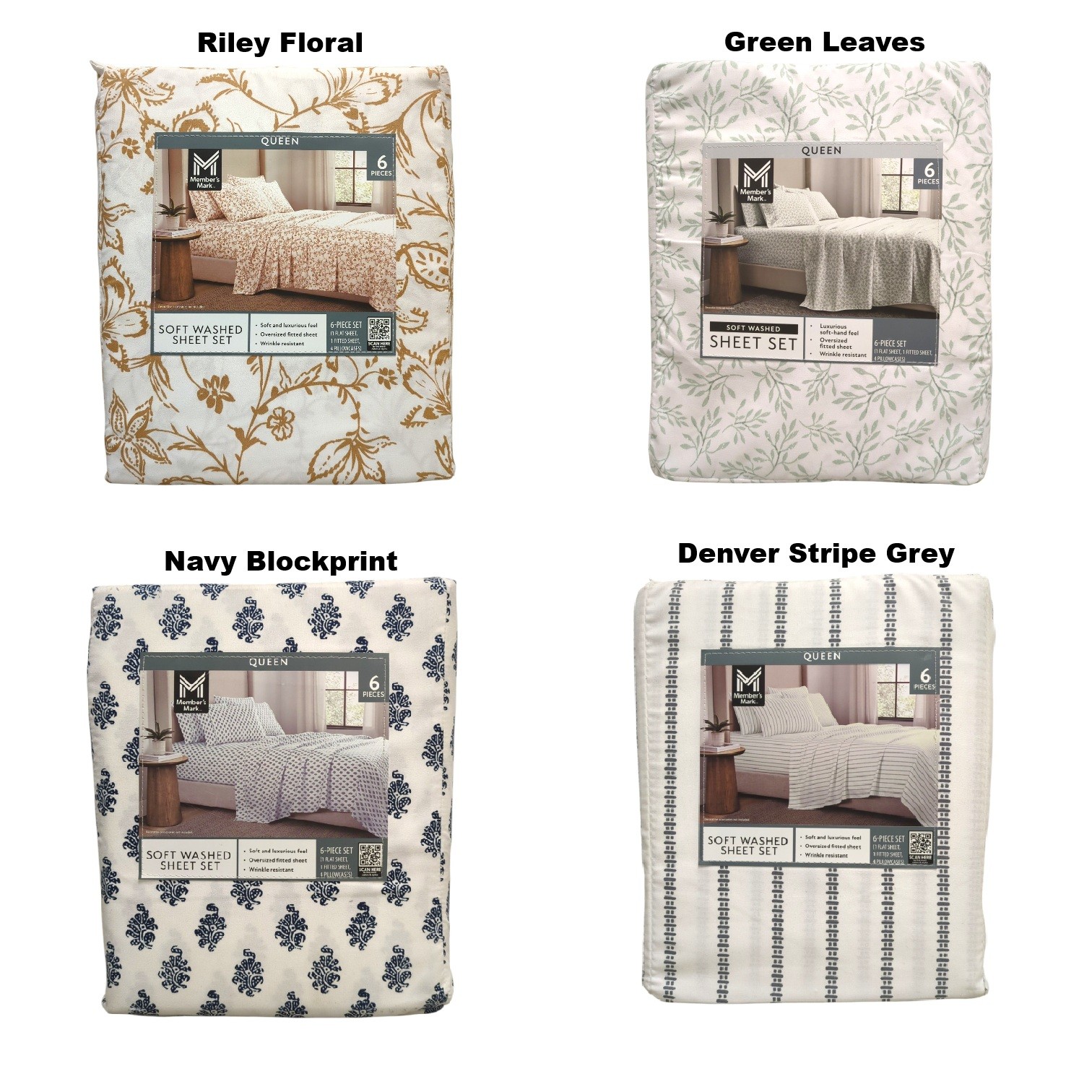 Member's Mark Luxuriously Soft Washed Microfiber Sheet Set, 6pc, Queen