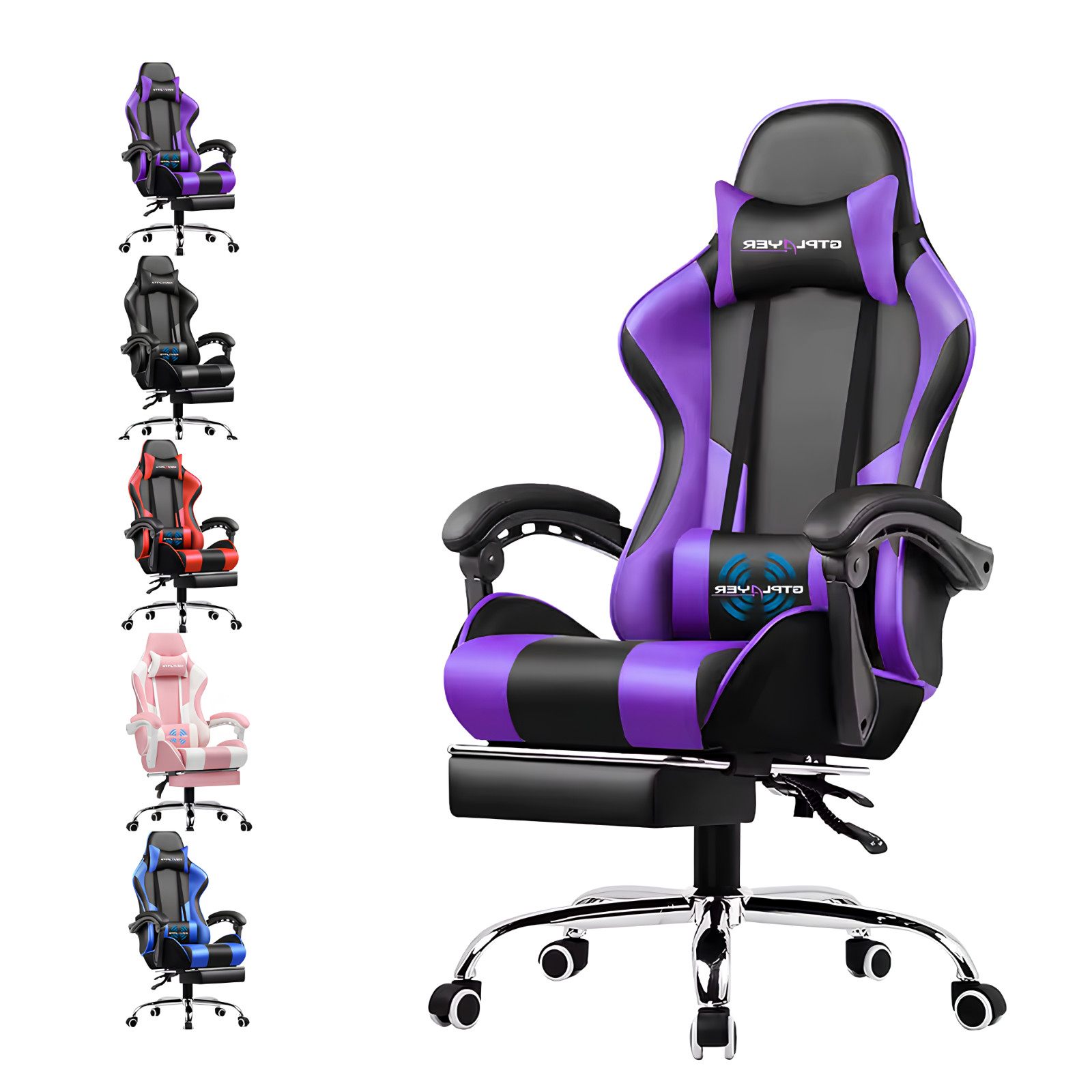 GTPLAYER Gaming Chair with Footrest - Luxury PU Leather Massage Office Chair