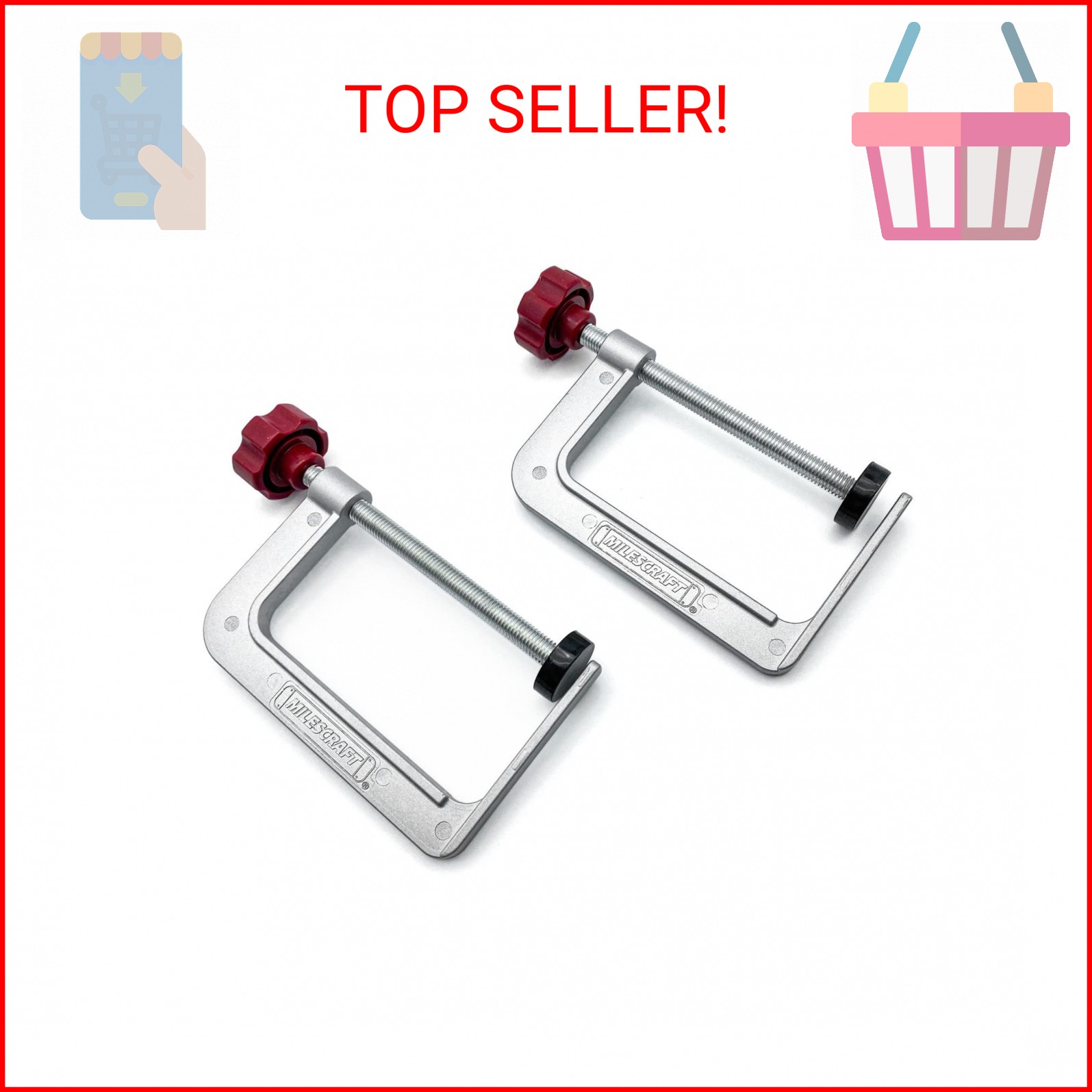 Milescraft 4021 Track Clamps – Track Saw and T-Track Hold Down Clamps (2 pack),