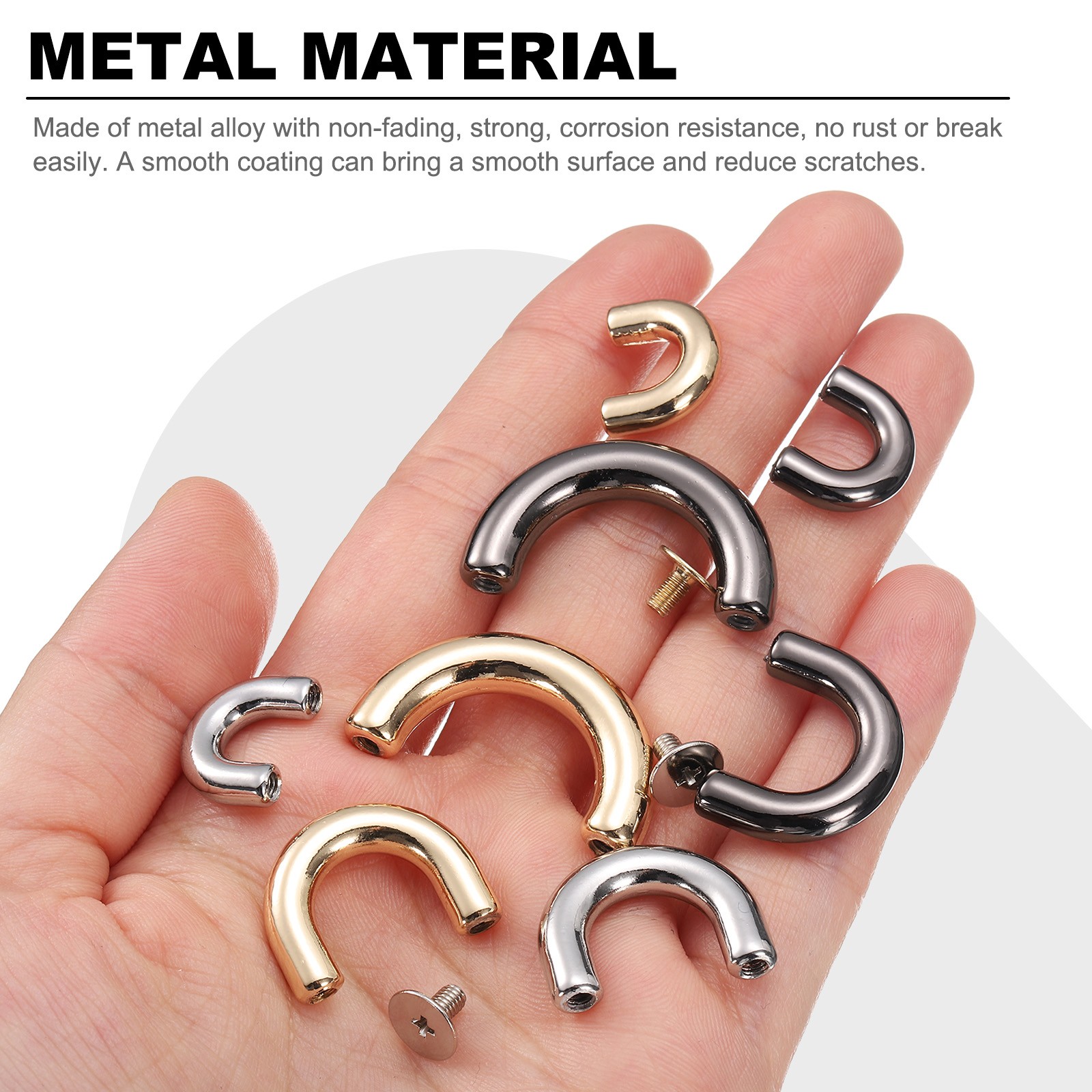 4Pcs Arch Bridge D-Ring Buckles Chain Strap Connector (Black, 0.6 x 0.2 Inch)