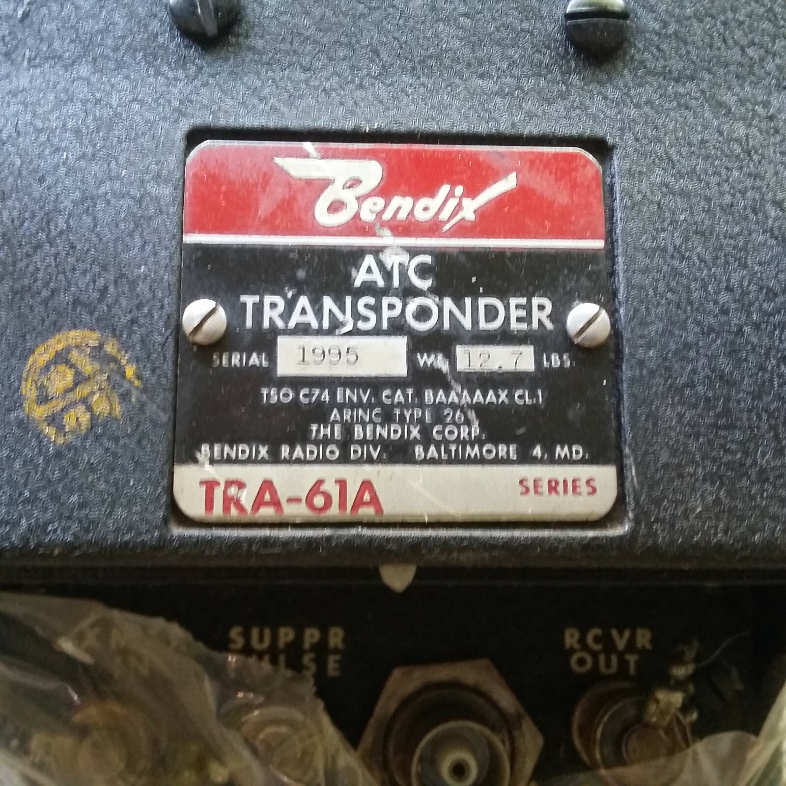 Bendix TRA 61A Transponder,  sn 1995