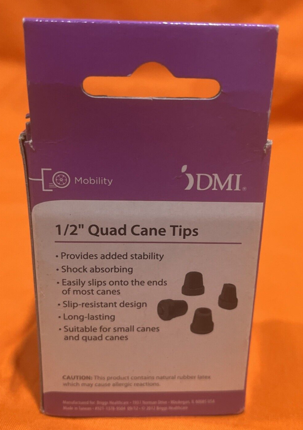 DMI Replacement Cane Tips with Metal, 1/2”Inch, Black 1 Box With 4