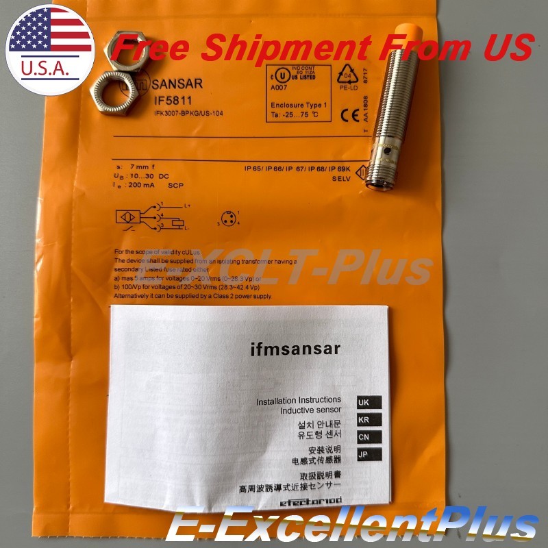 Inductive Proximity Sensor Switch For IFM Efector IF5811 10-30VDC PNP US Stock
